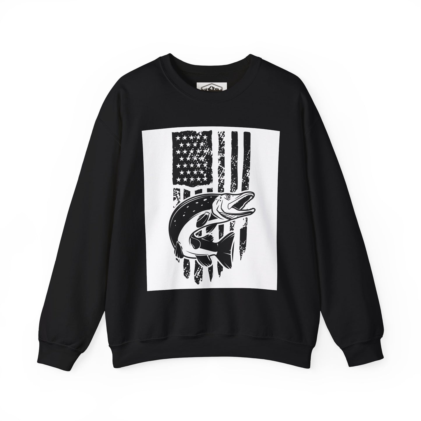 Fishing Enthusiast USA Flag Crewneck Sweatshirt