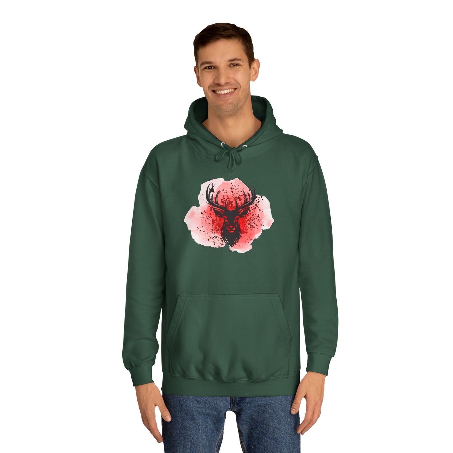 Bold Stag Graphic Unisex College Hoodie - Stylish & Comfortable