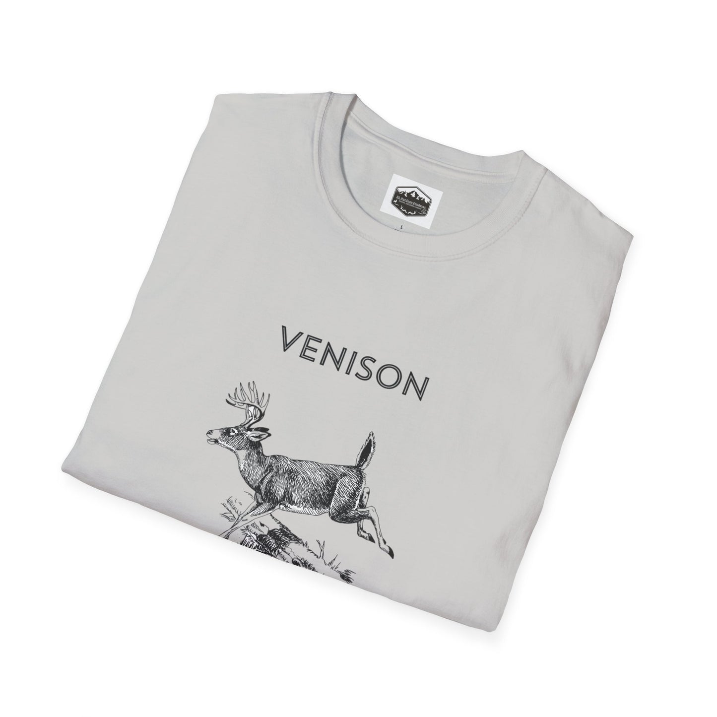 Venison Hunter T-Shirt, Unisex Softstyle Tee, Original Fast Food Graphic Shirt, Hunting Season Apparel, Hunter Gift