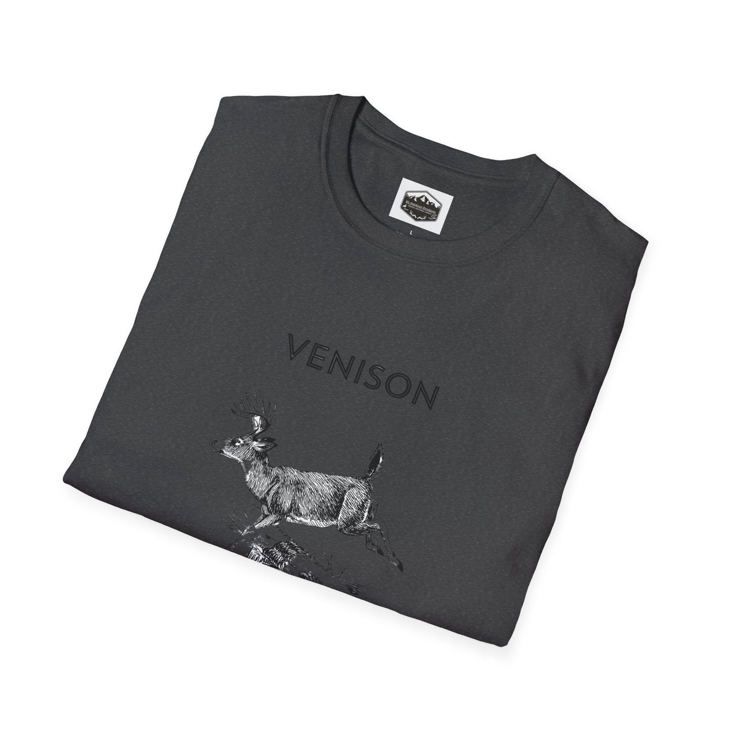 Venison Hunter T-Shirt, Unisex Softstyle Tee, Original Fast Food Graphic Shirt, Hunting Season Apparel, Hunter Gift