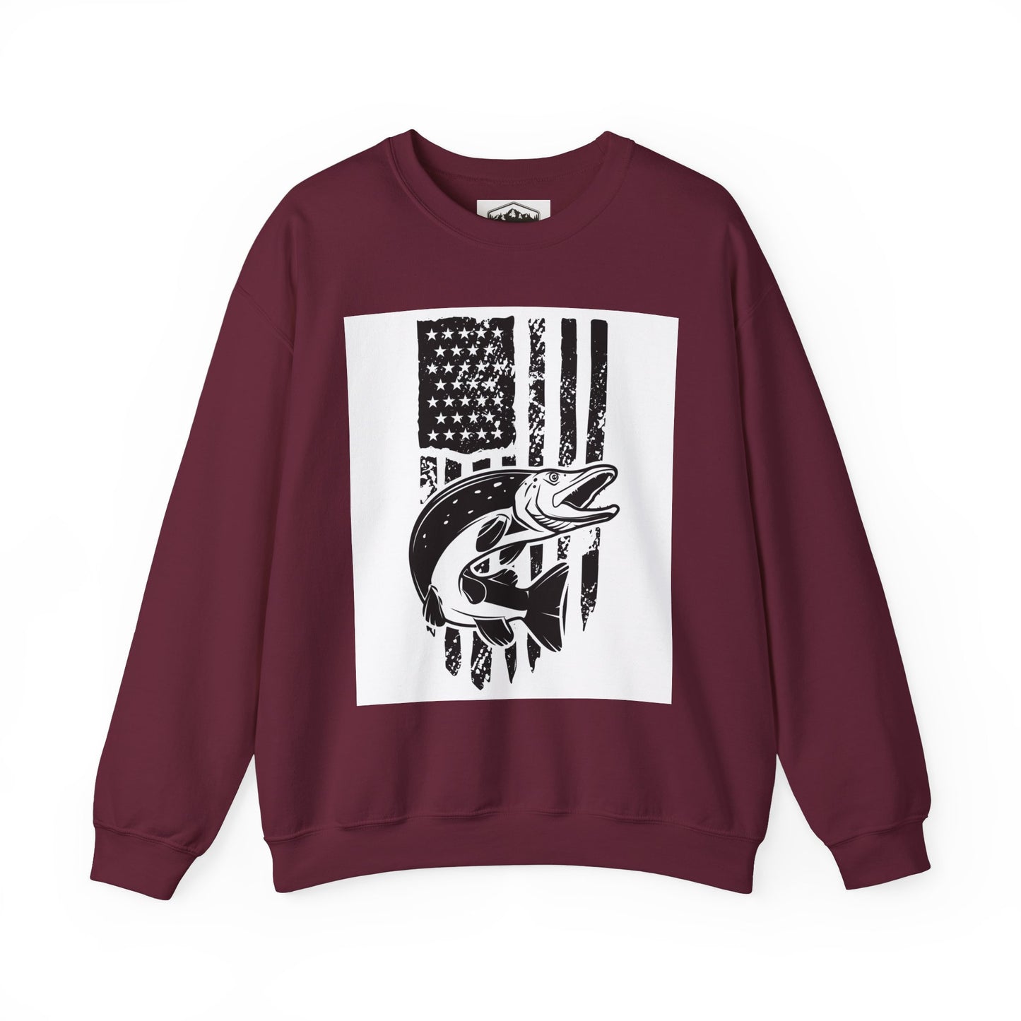 Fishing Enthusiast USA Flag Crewneck Sweatshirt