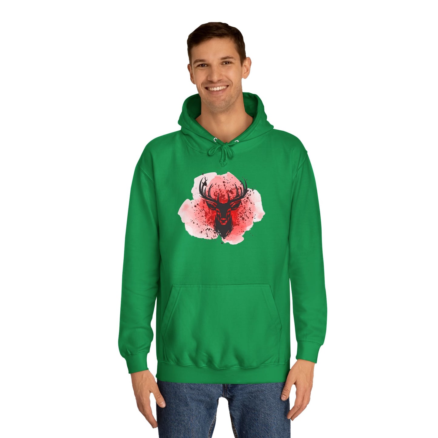 Bold Stag Graphic Unisex College Hoodie - Stylish & Comfortable