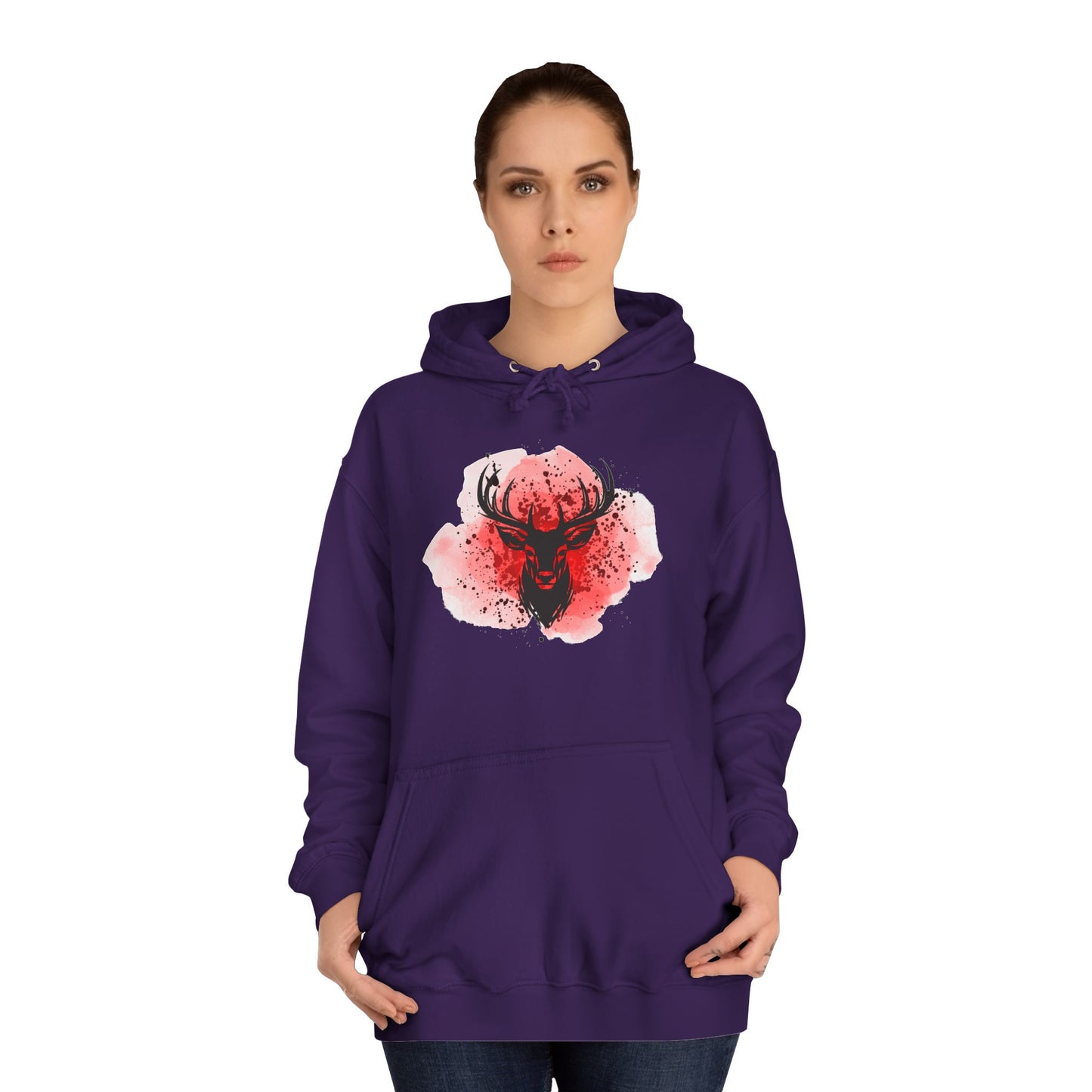 Bold Stag Graphic Unisex College Hoodie - Stylish & Comfortable