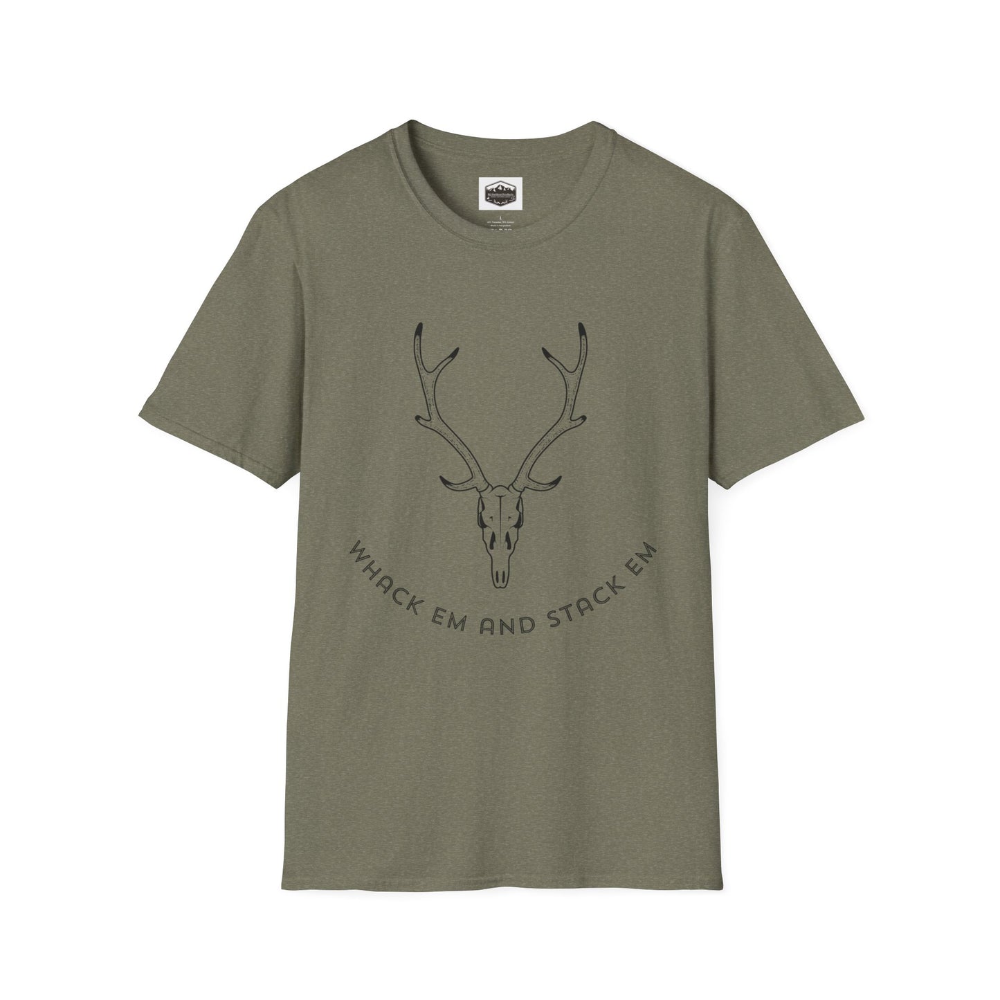 Deer Hunting Whack 'em Stack 'em Unisex Softstyle T-Shirt, Funny Hunting Tee, Hunting Season Shirt, Deer Hunter Gift, Outdoor Apparel