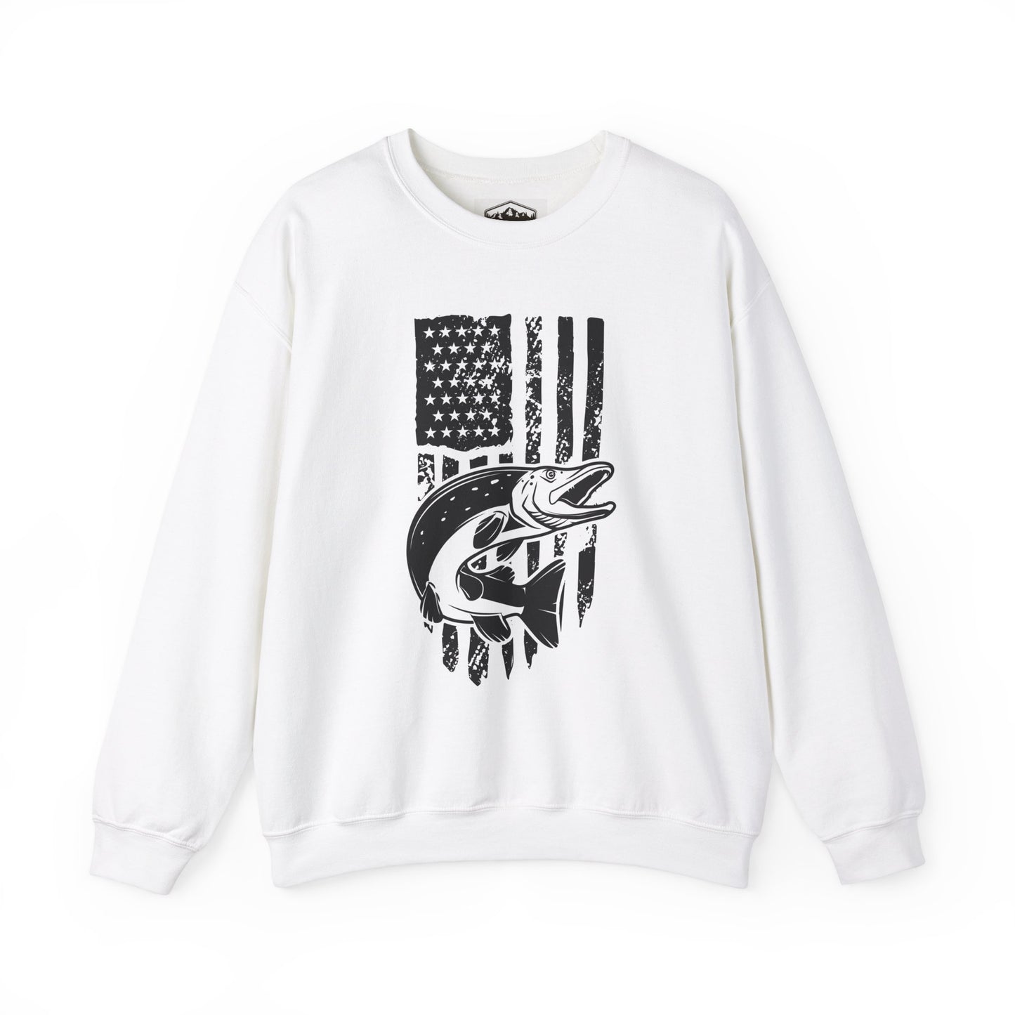 Fishing Enthusiast USA Flag Crewneck Sweatshirt