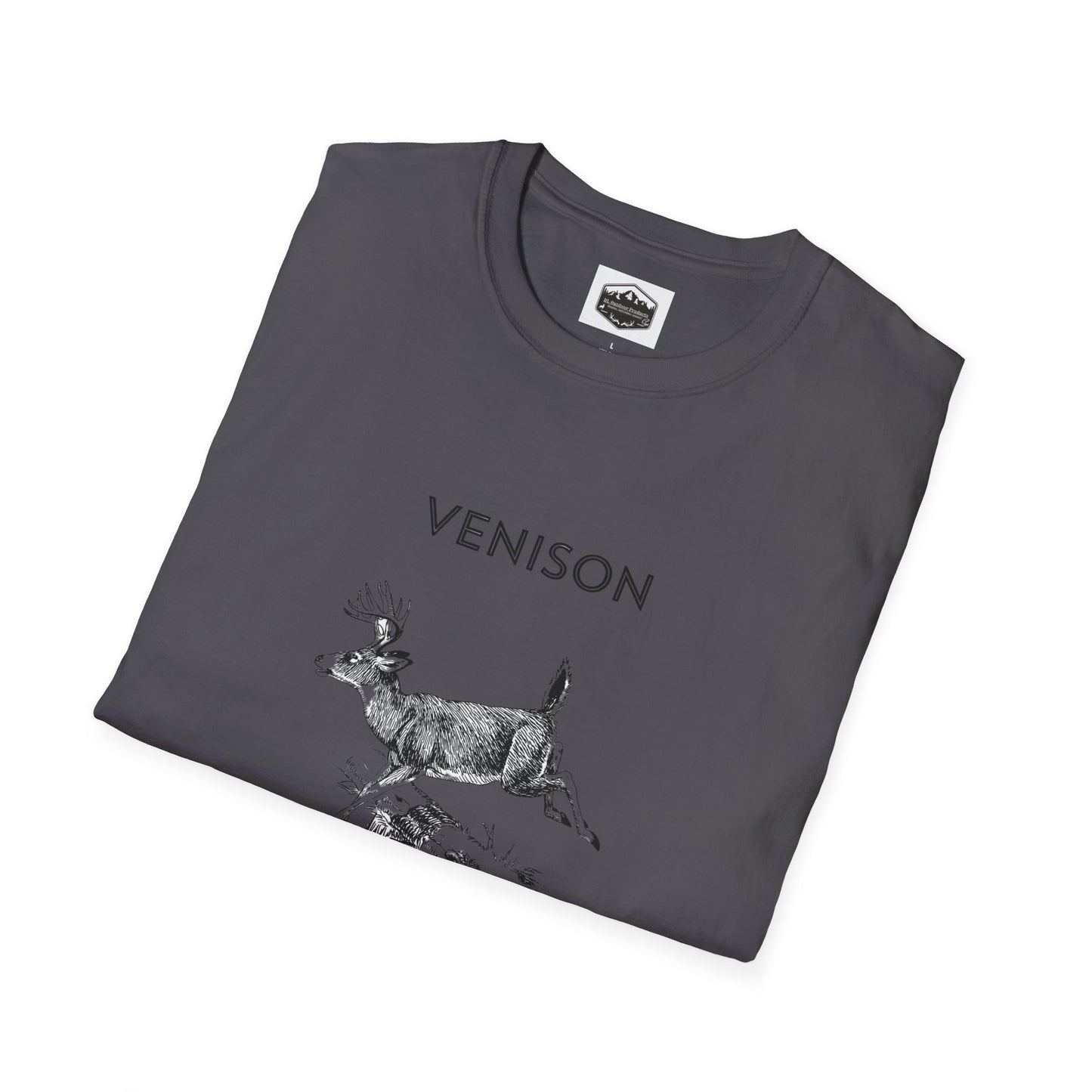 Venison Hunter T-Shirt, Unisex Softstyle Tee, Original Fast Food Graphic Shirt, Hunting Season Apparel, Hunter Gift