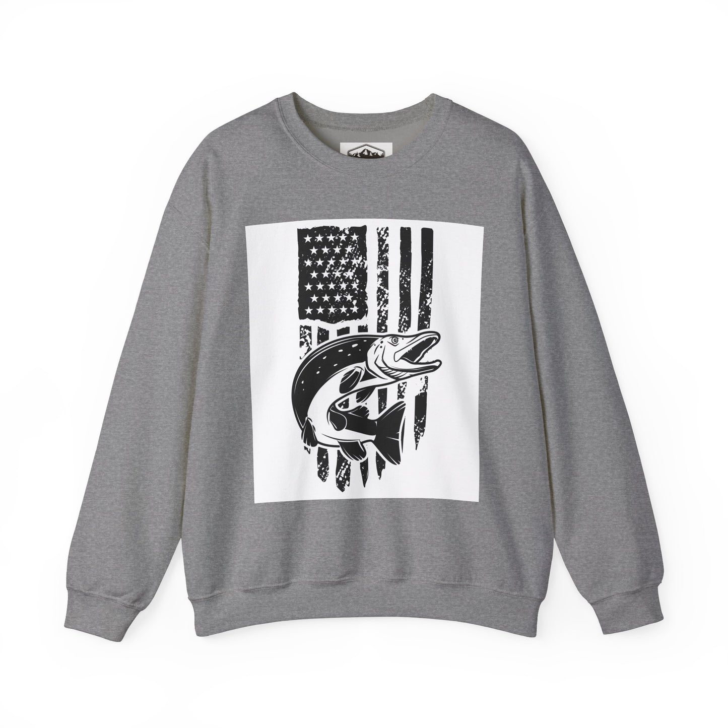 Fishing Enthusiast USA Flag Crewneck Sweatshirt
