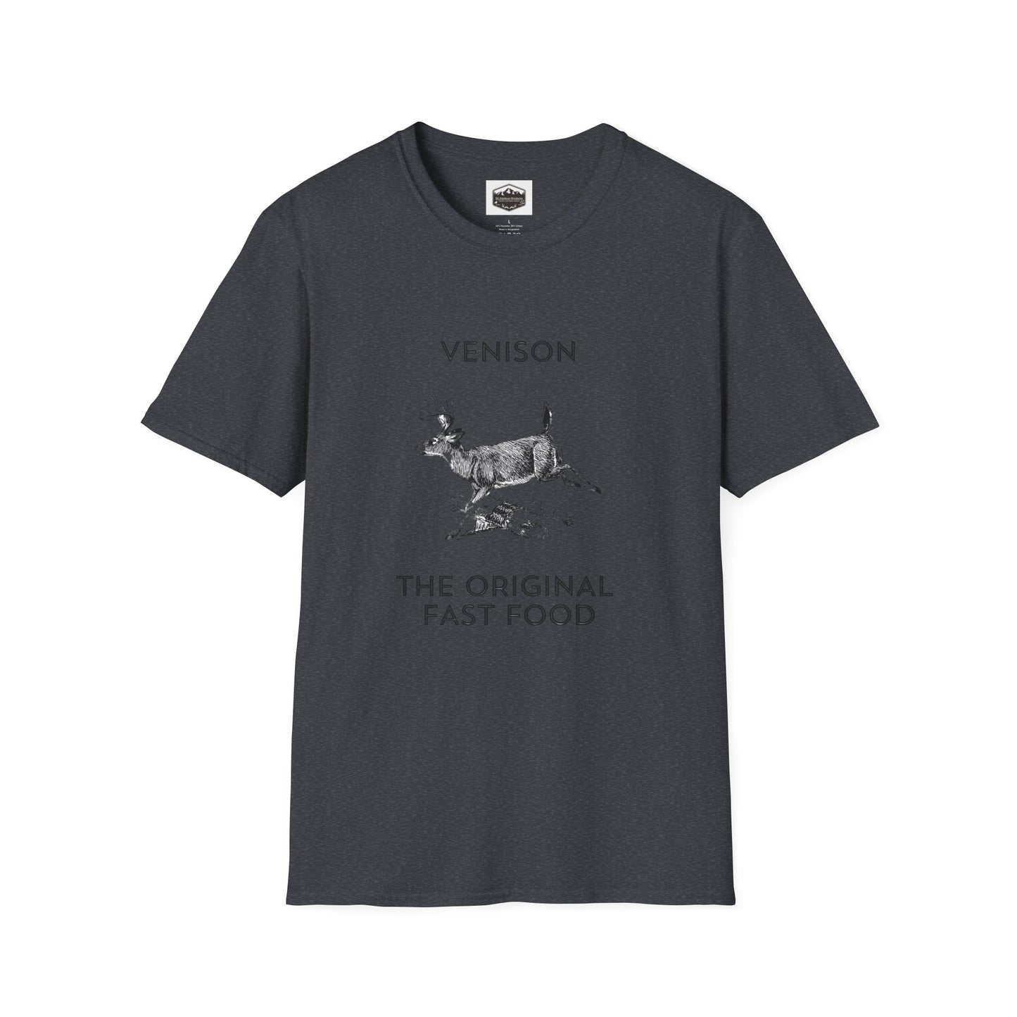 Venison Hunter T-Shirt, Unisex Softstyle Tee, Original Fast Food Graphic Shirt, Hunting Season Apparel, Hunter Gift