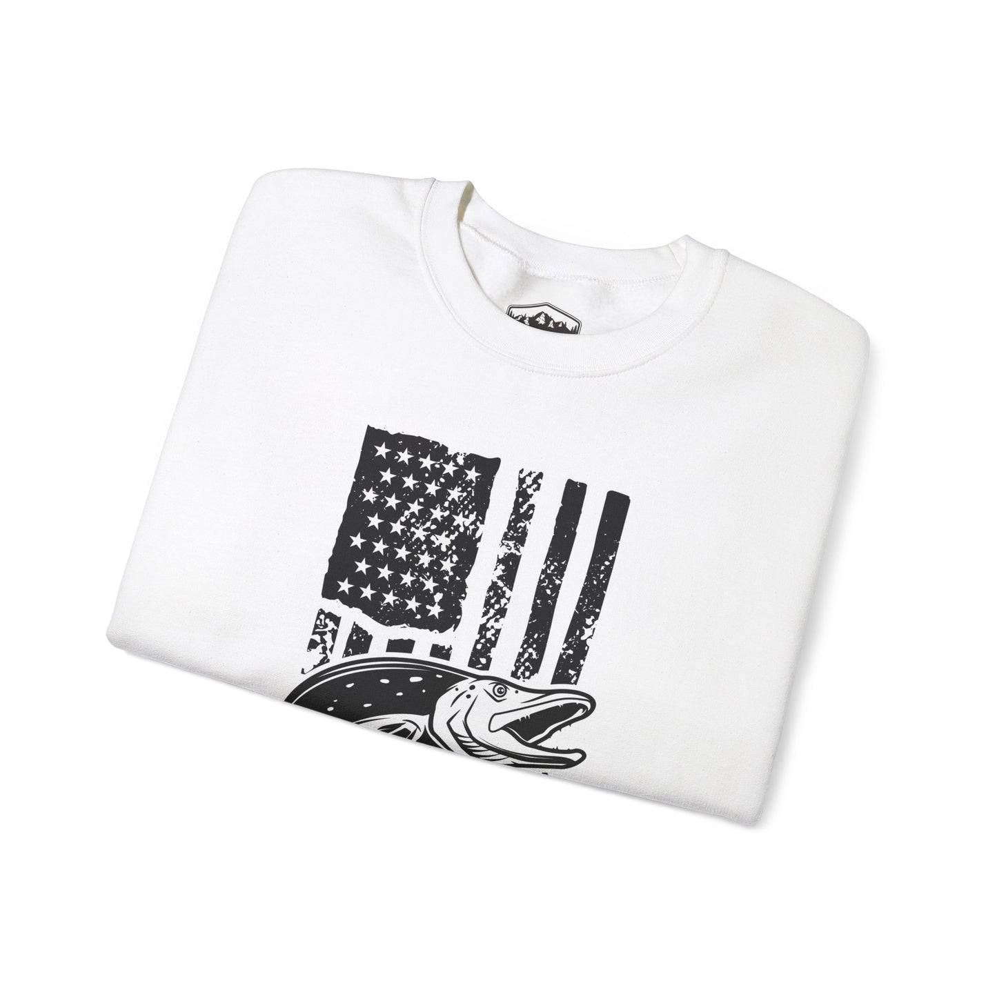 Fishing Enthusiast USA Flag Crewneck Sweatshirt