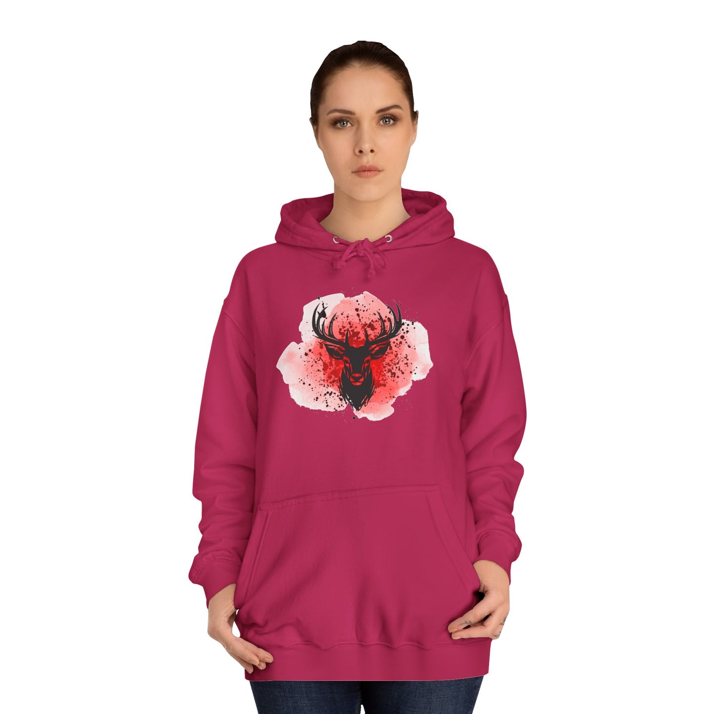 Bold Stag Graphic Unisex College Hoodie - Stylish & Comfortable