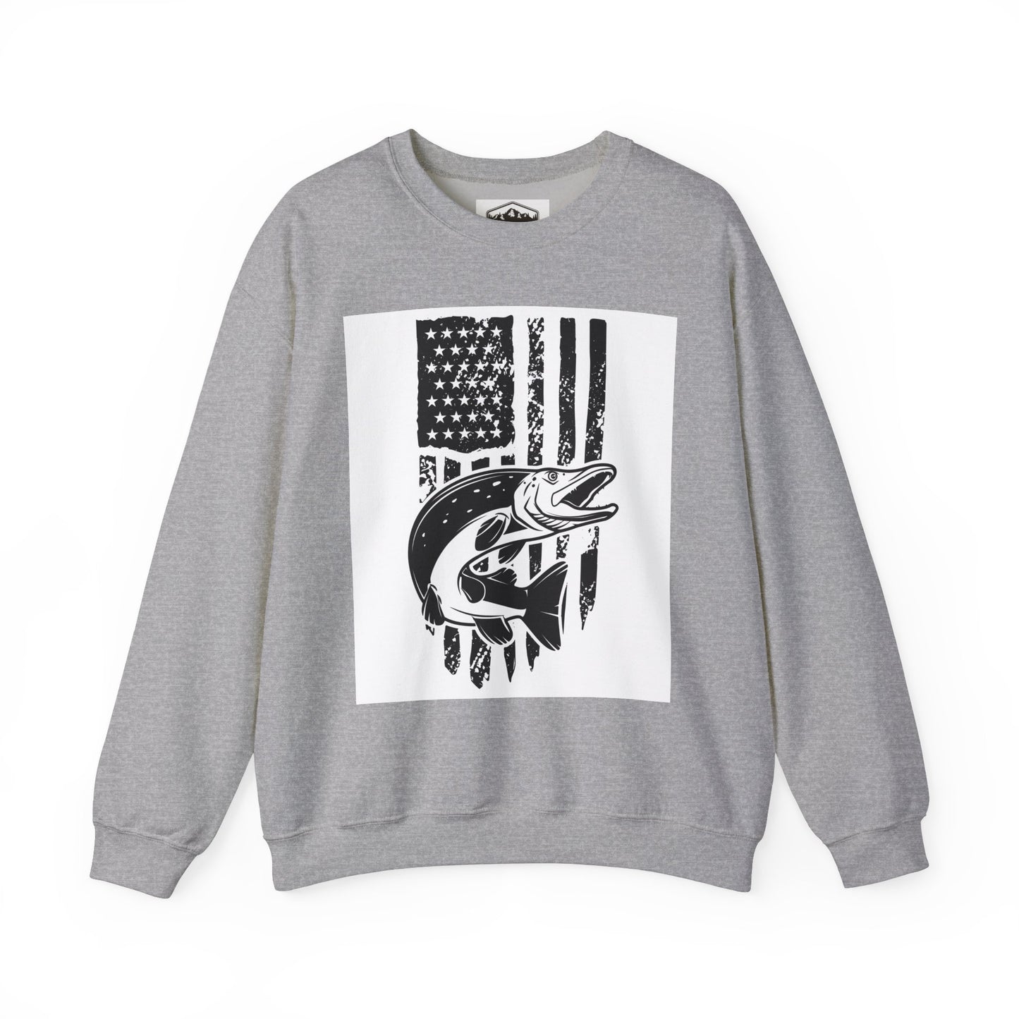 Fishing Enthusiast USA Flag Crewneck Sweatshirt