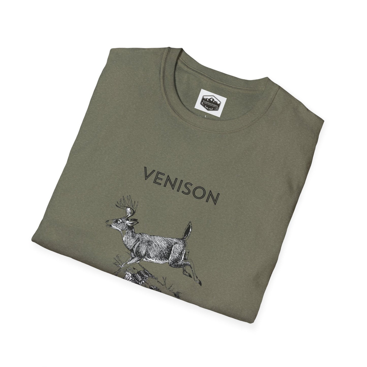 Venison Hunter T-Shirt, Unisex Softstyle Tee, Original Fast Food Graphic Shirt, Hunting Season Apparel, Hunter Gift