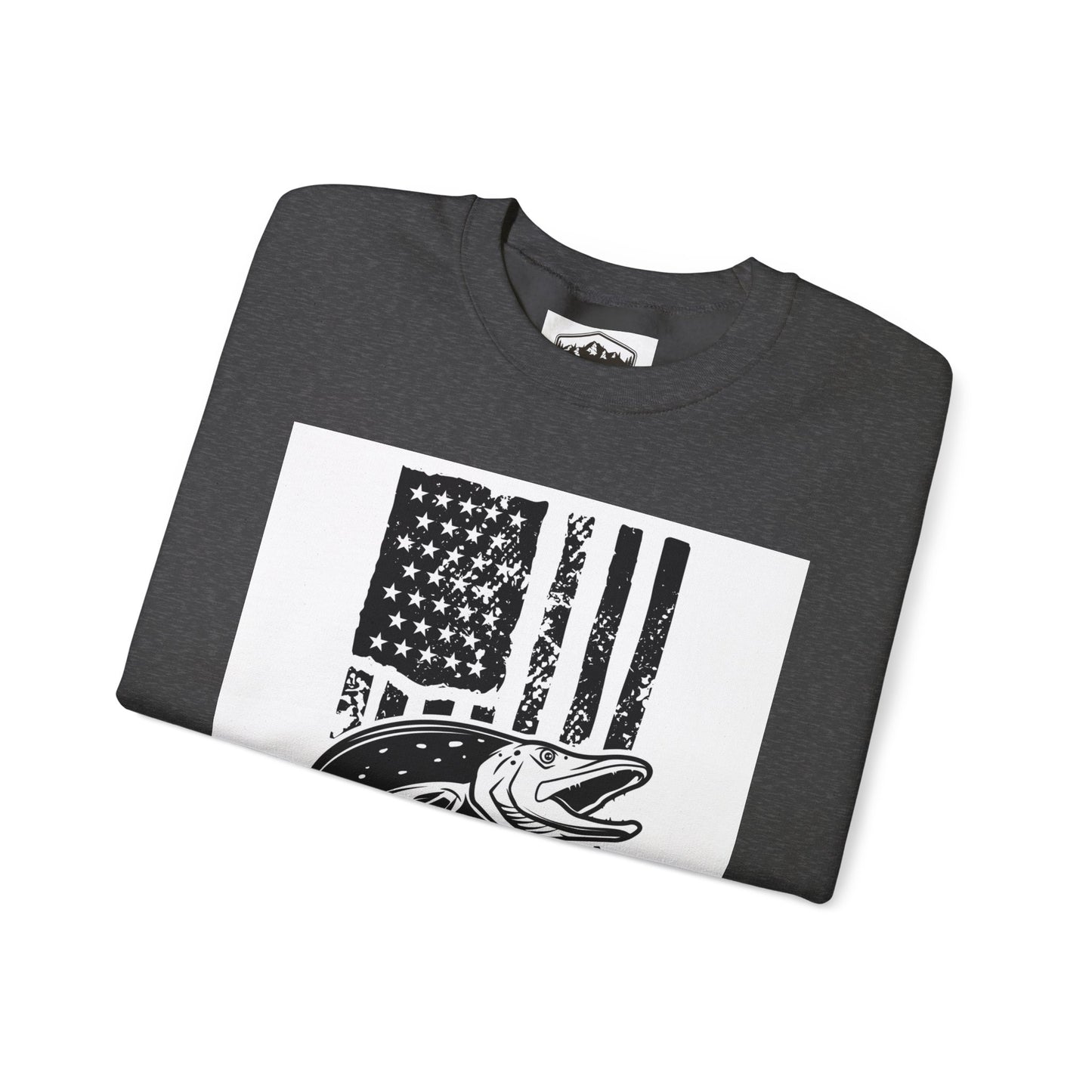 Fishing Enthusiast USA Flag Crewneck Sweatshirt