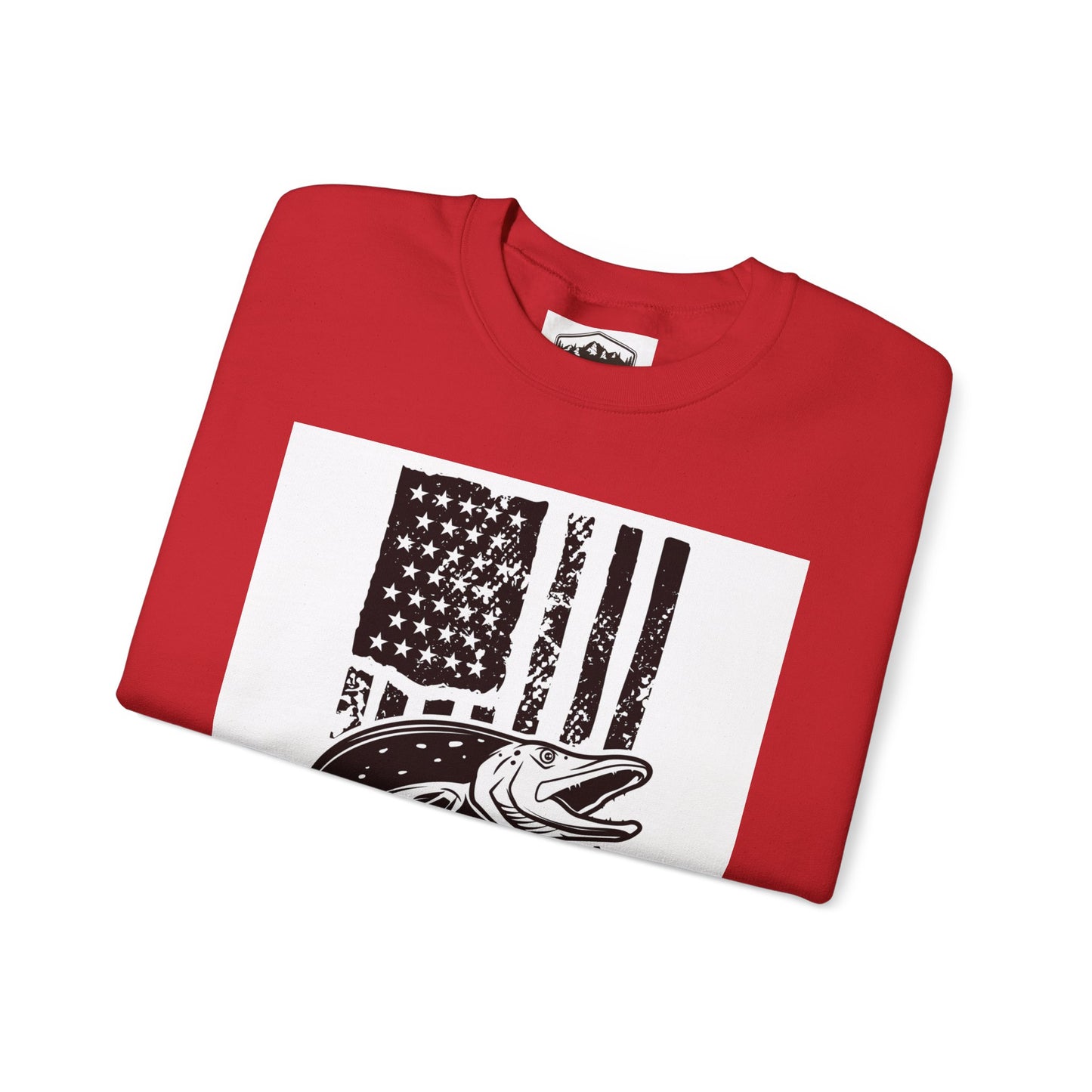Fishing Enthusiast USA Flag Crewneck Sweatshirt