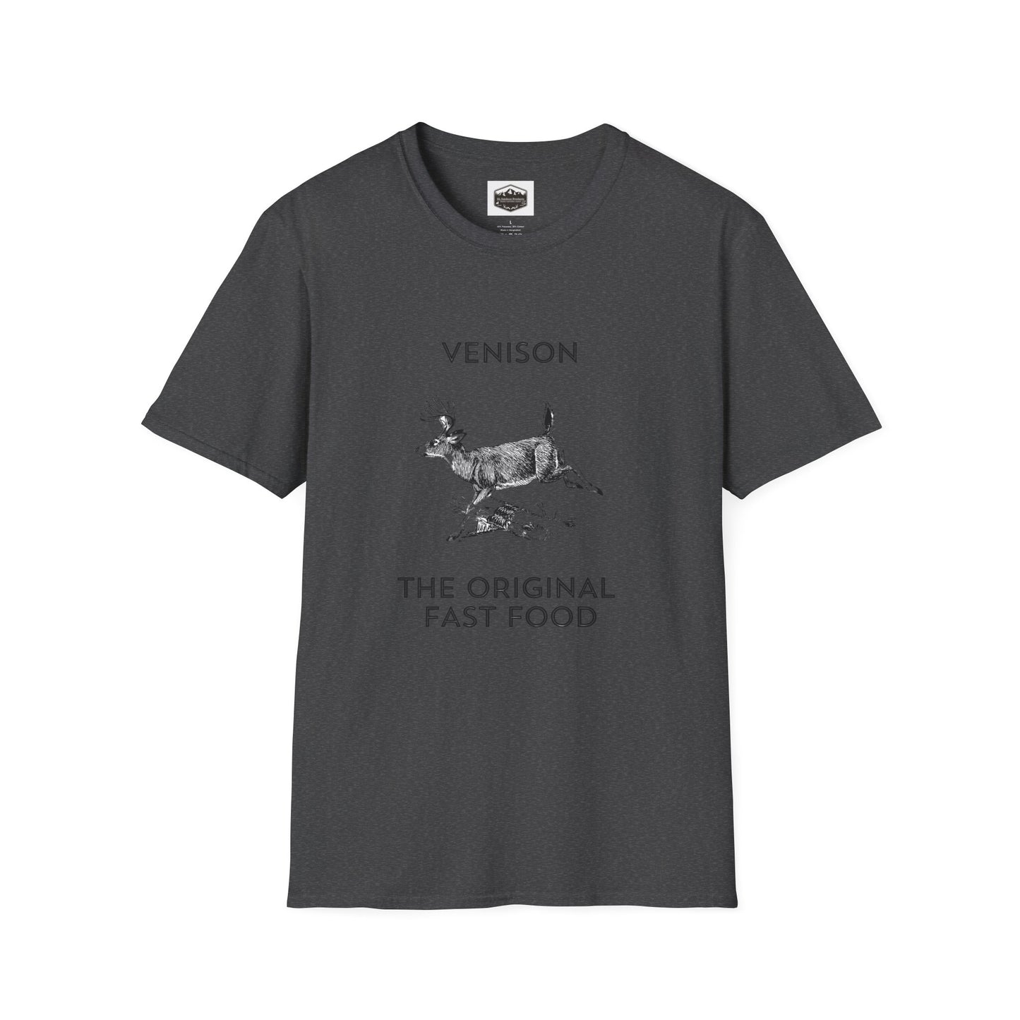 Venison Hunter T-Shirt, Unisex Softstyle Tee, Original Fast Food Graphic Shirt, Hunting Season Apparel, Hunter Gift
