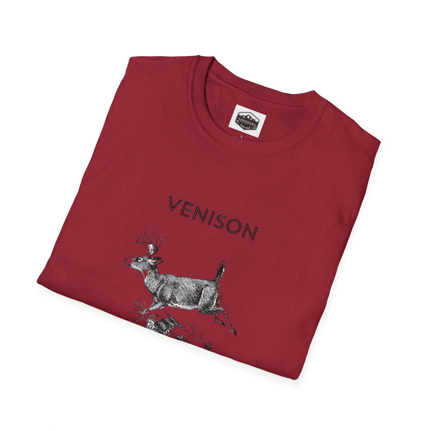 Venison Hunter T-Shirt, Unisex Softstyle Tee, Original Fast Food Graphic Shirt, Hunting Season Apparel, Hunter Gift