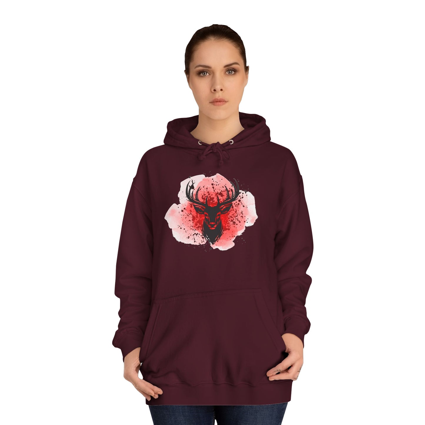 Bold Stag Graphic Unisex College Hoodie - Stylish & Comfortable