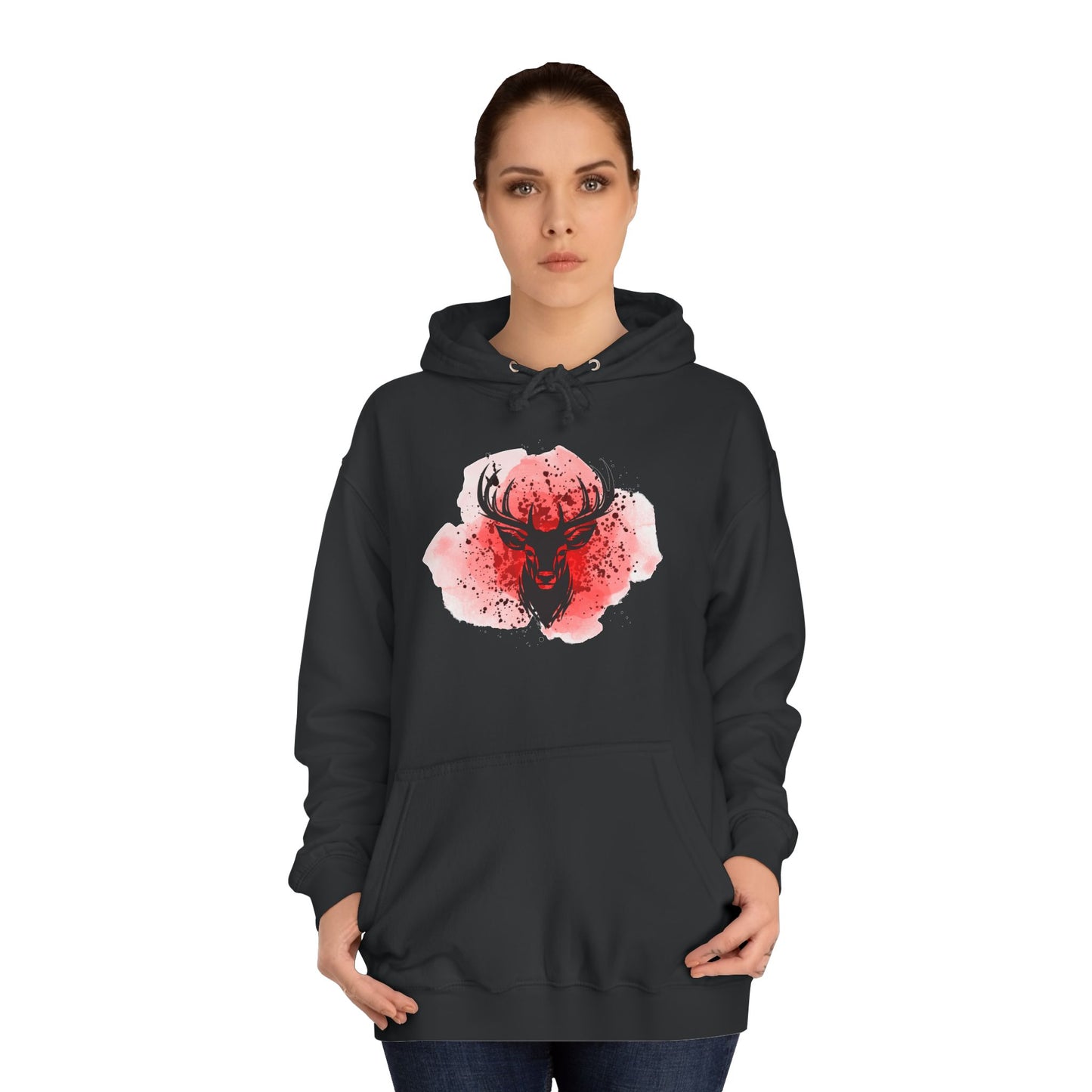 Bold Stag Graphic Unisex College Hoodie - Stylish & Comfortable