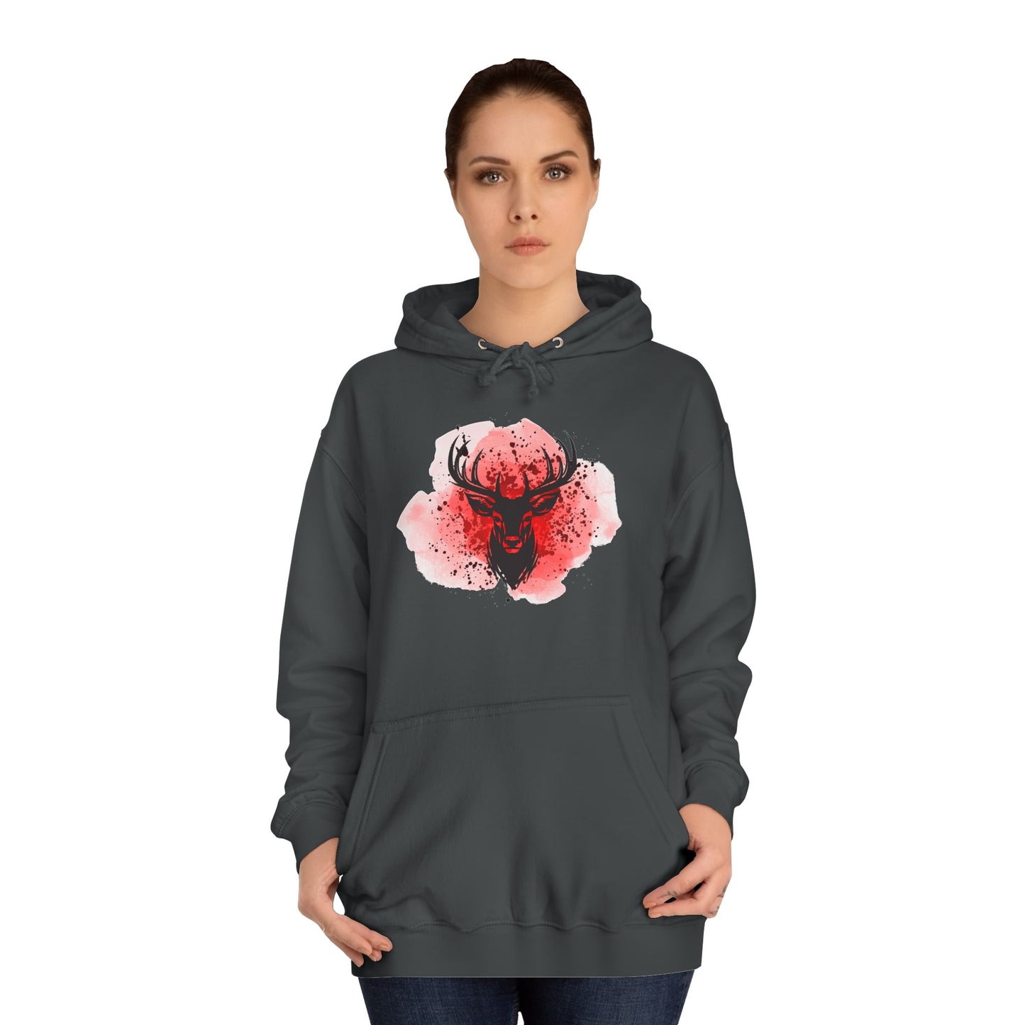 Bold Stag Graphic Unisex College Hoodie - Stylish & Comfortable