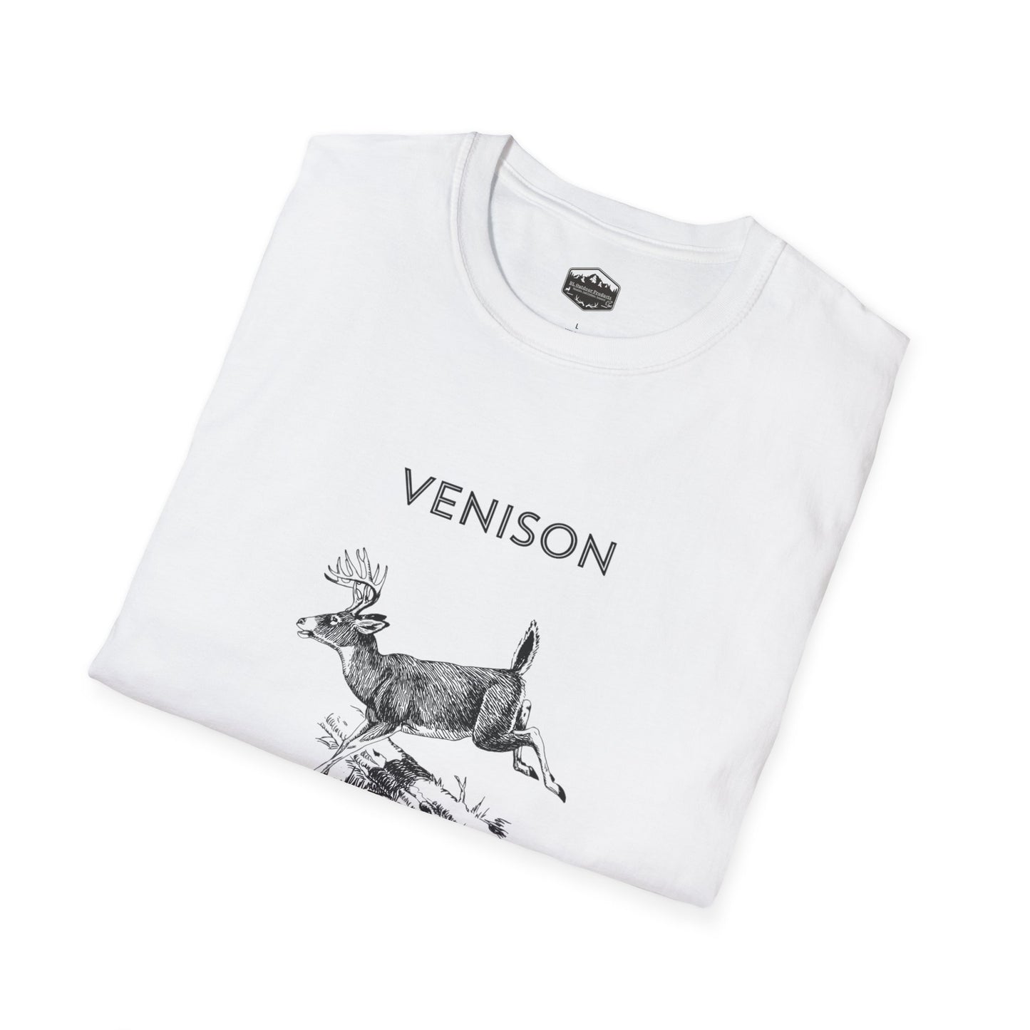 Venison Hunter T-Shirt, Unisex Softstyle Tee, Original Fast Food Graphic Shirt, Hunting Season Apparel, Hunter Gift