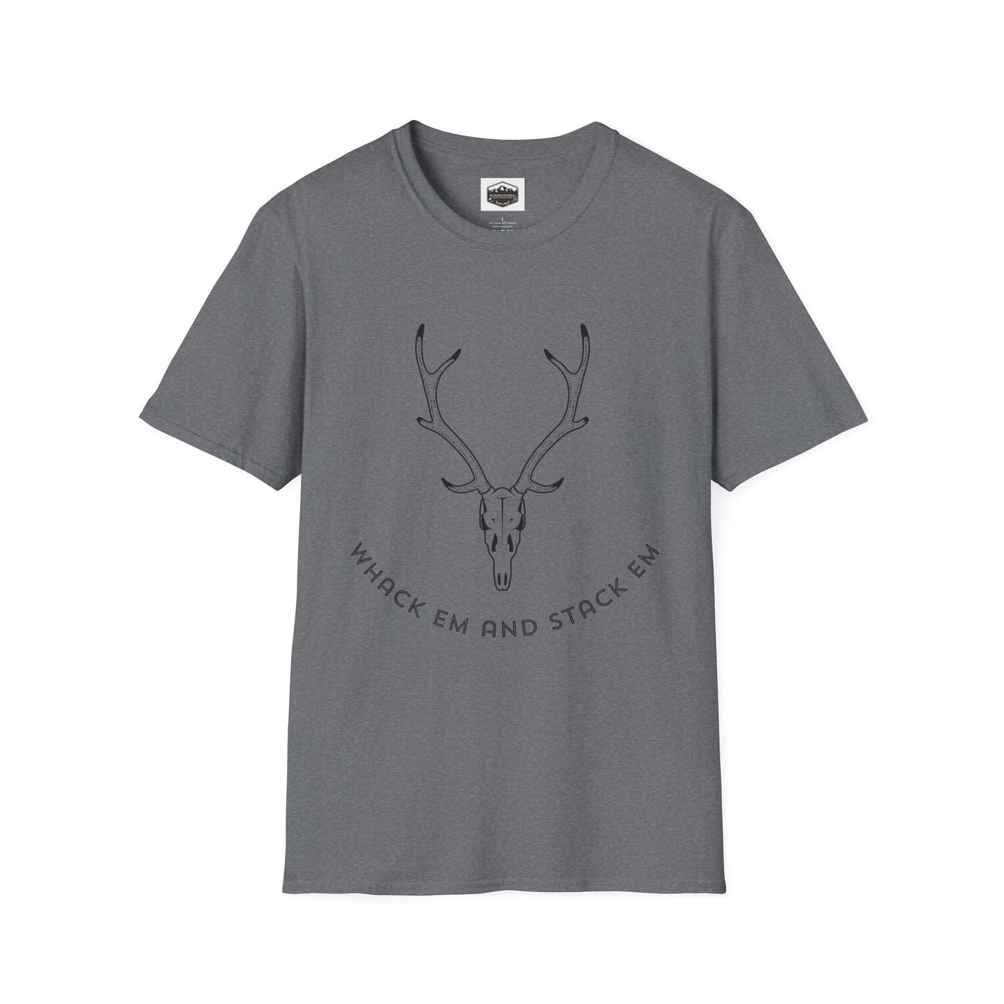 Deer Hunting Whack 'em Stack 'em Unisex Softstyle T-Shirt, Funny Hunting Tee, Hunting Season Shirt, Deer Hunter Gift, Outdoor Apparel