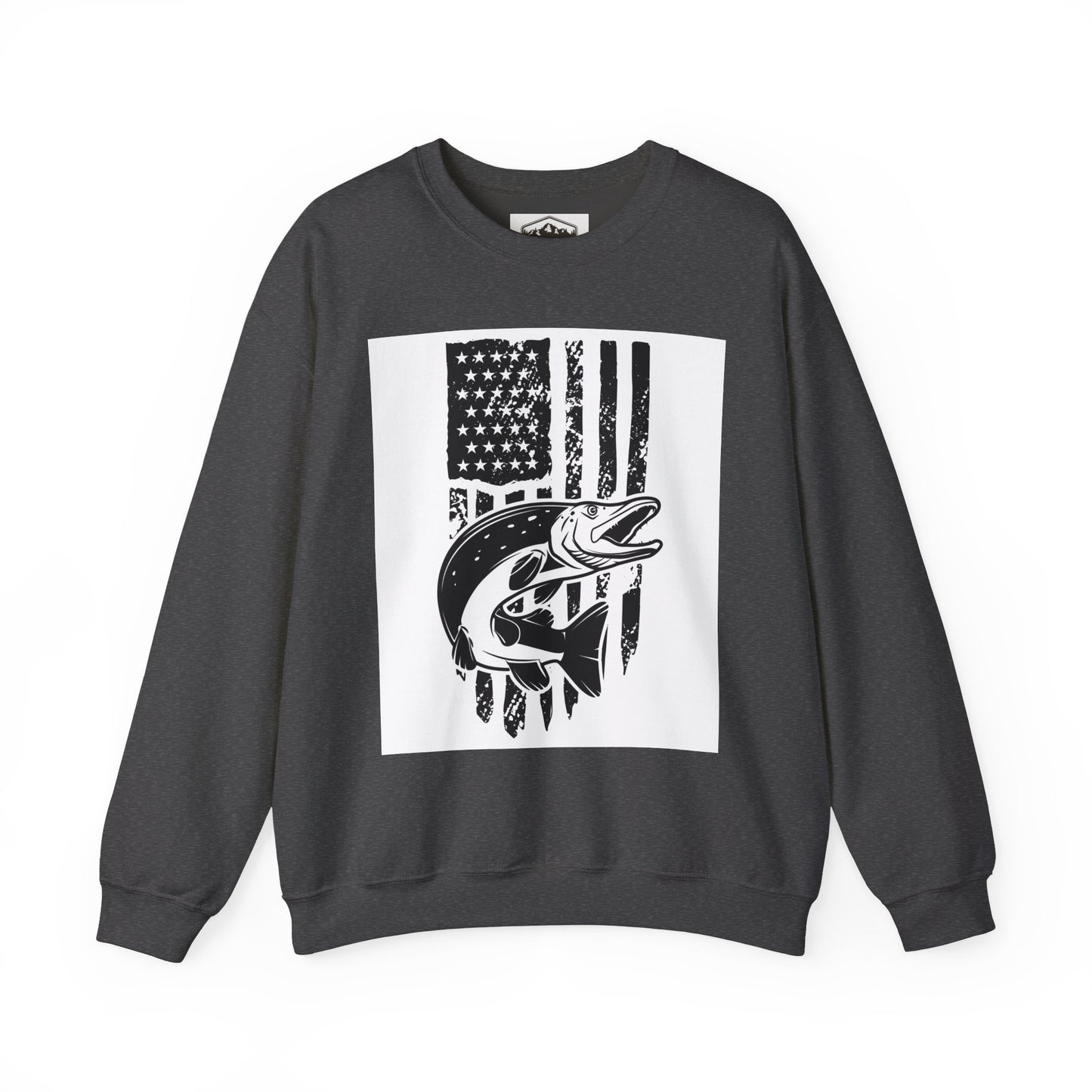 Fishing Enthusiast USA Flag Crewneck Sweatshirt