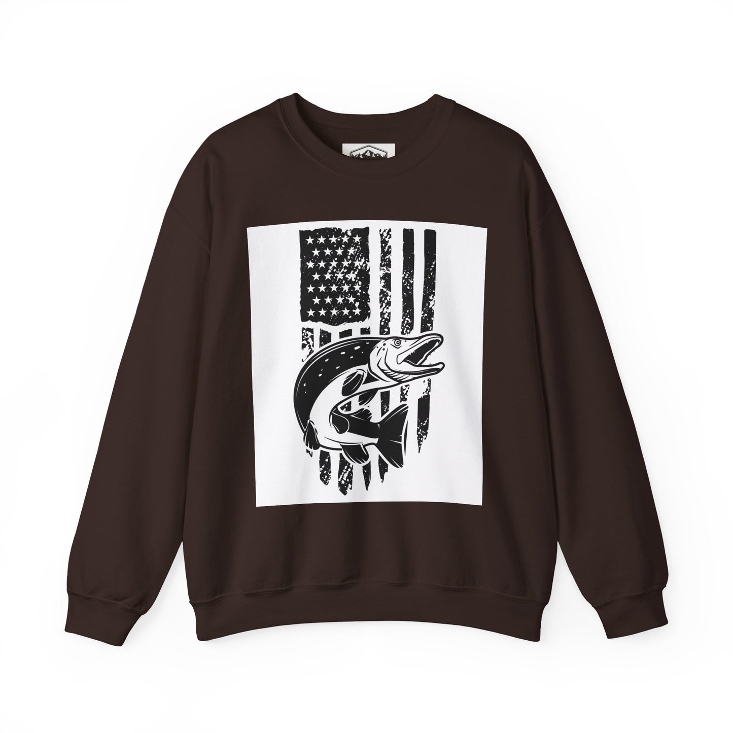 Fishing Enthusiast USA Flag Crewneck Sweatshirt