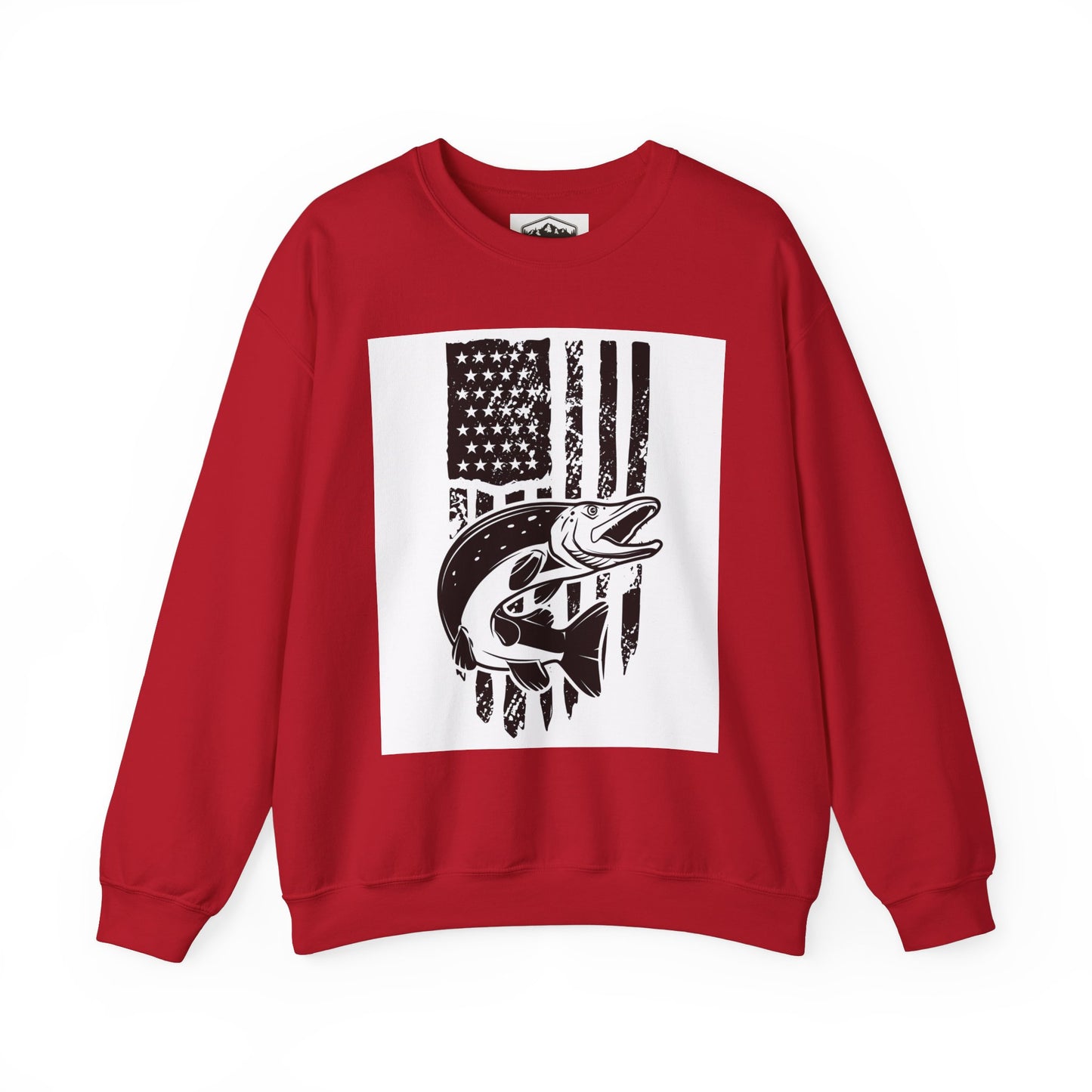 Fishing Enthusiast USA Flag Crewneck Sweatshirt