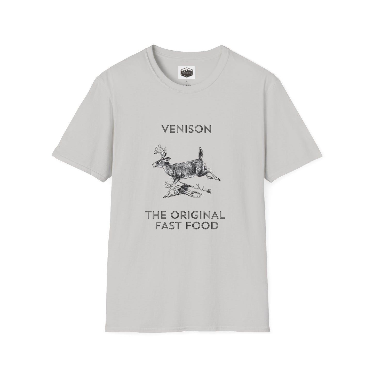 Venison Hunter T-Shirt, Unisex Softstyle Tee, Original Fast Food Graphic Shirt, Hunting Season Apparel, Hunter Gift