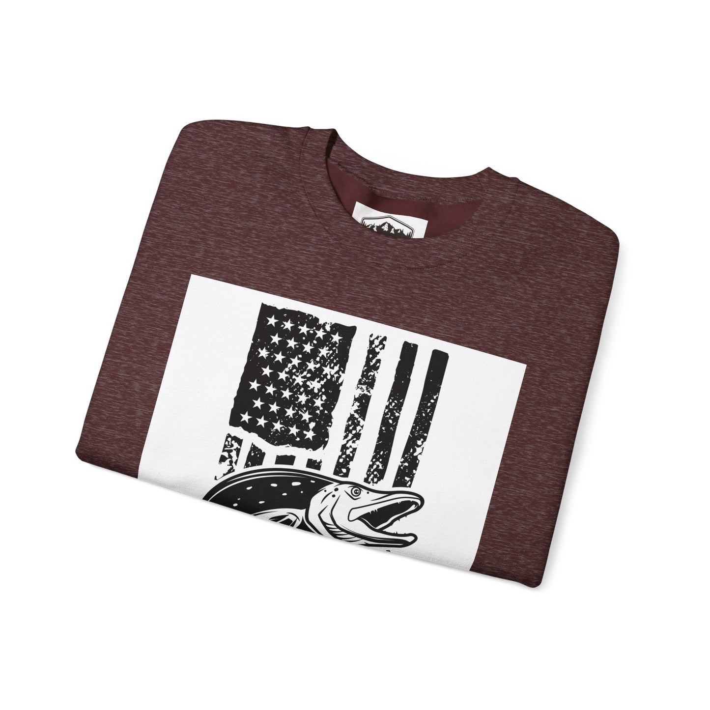 Fishing Enthusiast USA Flag Crewneck Sweatshirt