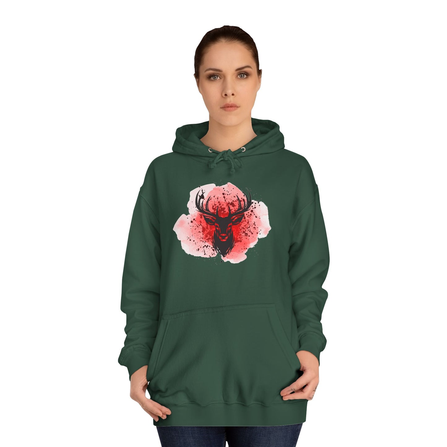 Bold Stag Graphic Unisex College Hoodie - Stylish & Comfortable