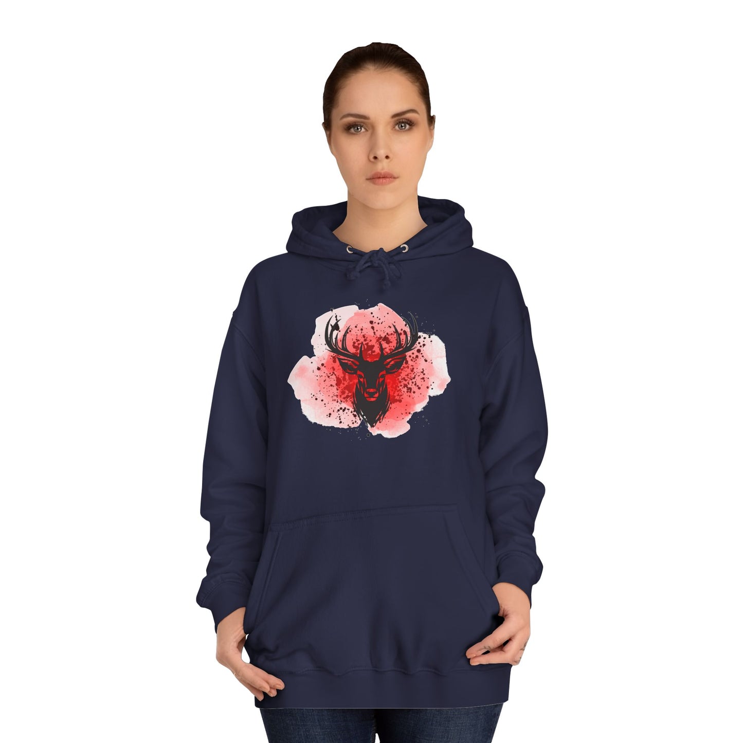 Bold Stag Graphic Unisex College Hoodie - Stylish & Comfortable