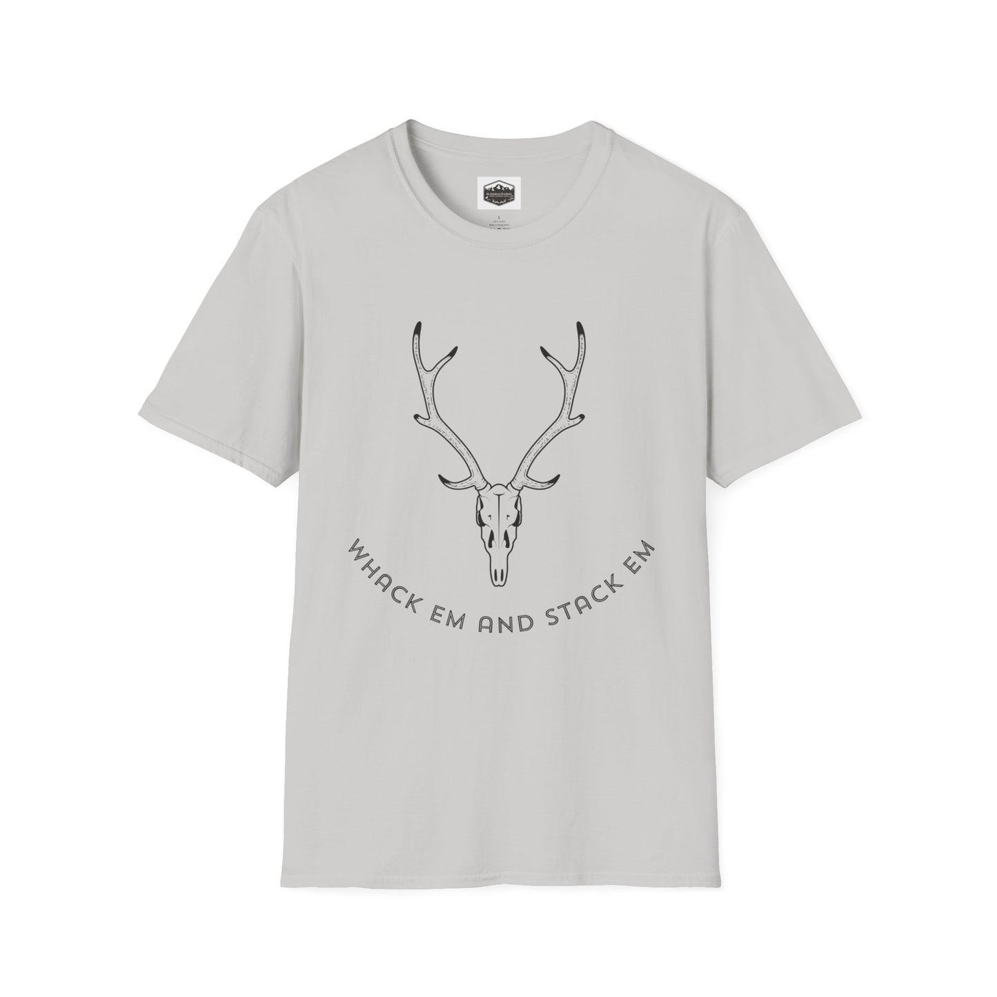 Deer Hunting Whack 'em Stack 'em Unisex Softstyle T-Shirt, Funny Hunting Tee, Hunting Season Shirt, Deer Hunter Gift, Outdoor Apparel