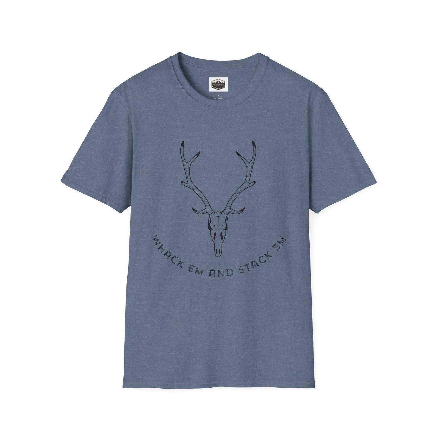 Deer Hunting Whack 'em Stack 'em Unisex Softstyle T-Shirt, Funny Hunting Tee, Hunting Season Shirt, Deer Hunter Gift, Outdoor Apparel