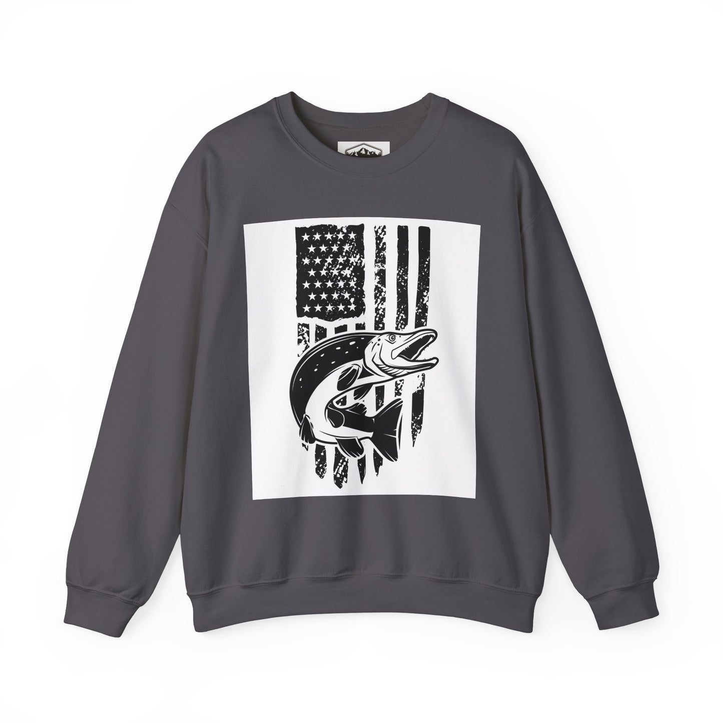 Fishing Enthusiast USA Flag Crewneck Sweatshirt