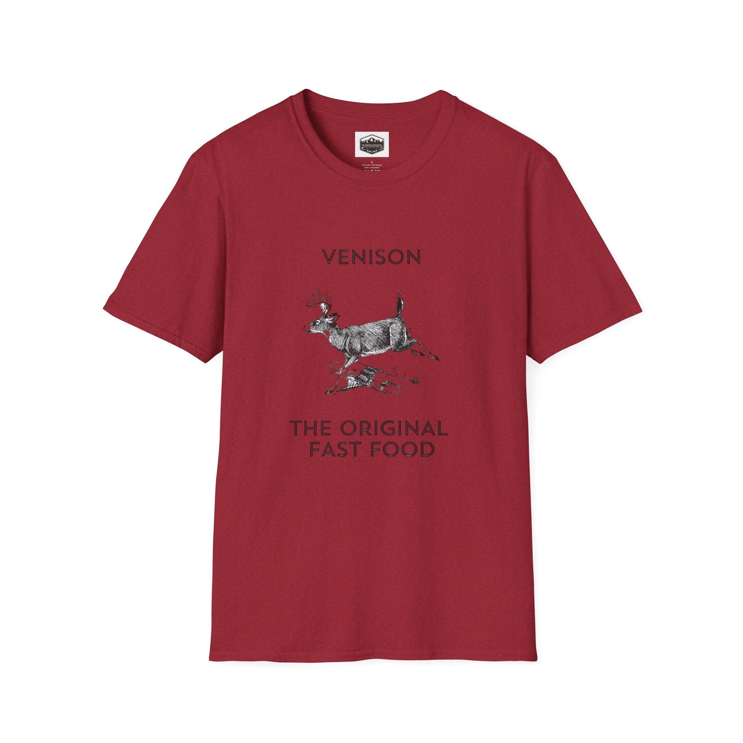 Venison Hunter T-Shirt, Unisex Softstyle Tee, Original Fast Food Graphic Shirt, Hunting Season Apparel, Hunter Gift