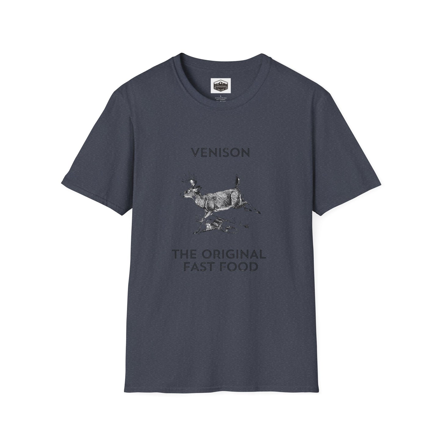 Venison Hunter T-Shirt, Unisex Softstyle Tee, Original Fast Food Graphic Shirt, Hunting Season Apparel, Hunter Gift
