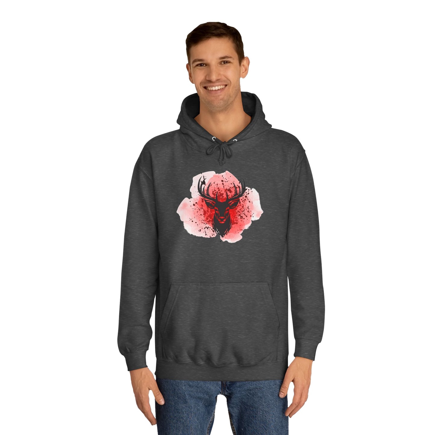 Bold Stag Graphic Unisex College Hoodie - Stylish & Comfortable