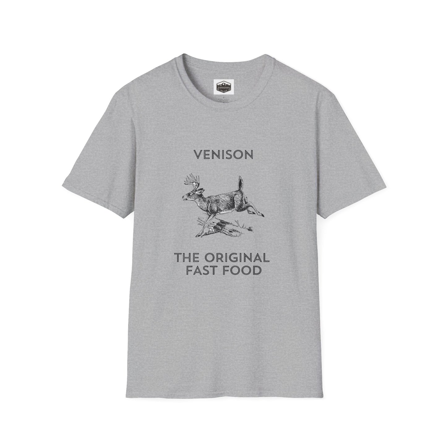 Venison Hunter T-Shirt, Unisex Softstyle Tee, Original Fast Food Graphic Shirt, Hunting Season Apparel, Hunter Gift