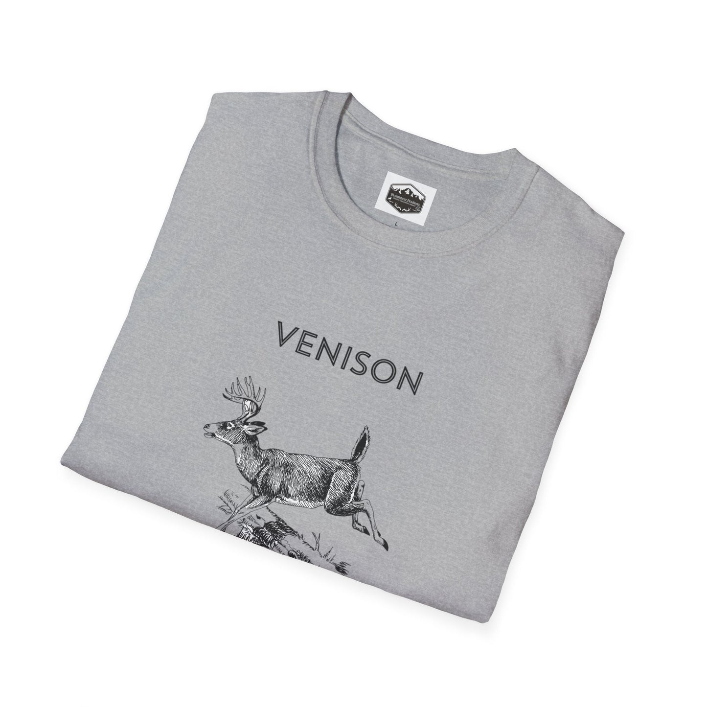 Venison Hunter T-Shirt, Unisex Softstyle Tee, Original Fast Food Graphic Shirt, Hunting Season Apparel, Hunter Gift