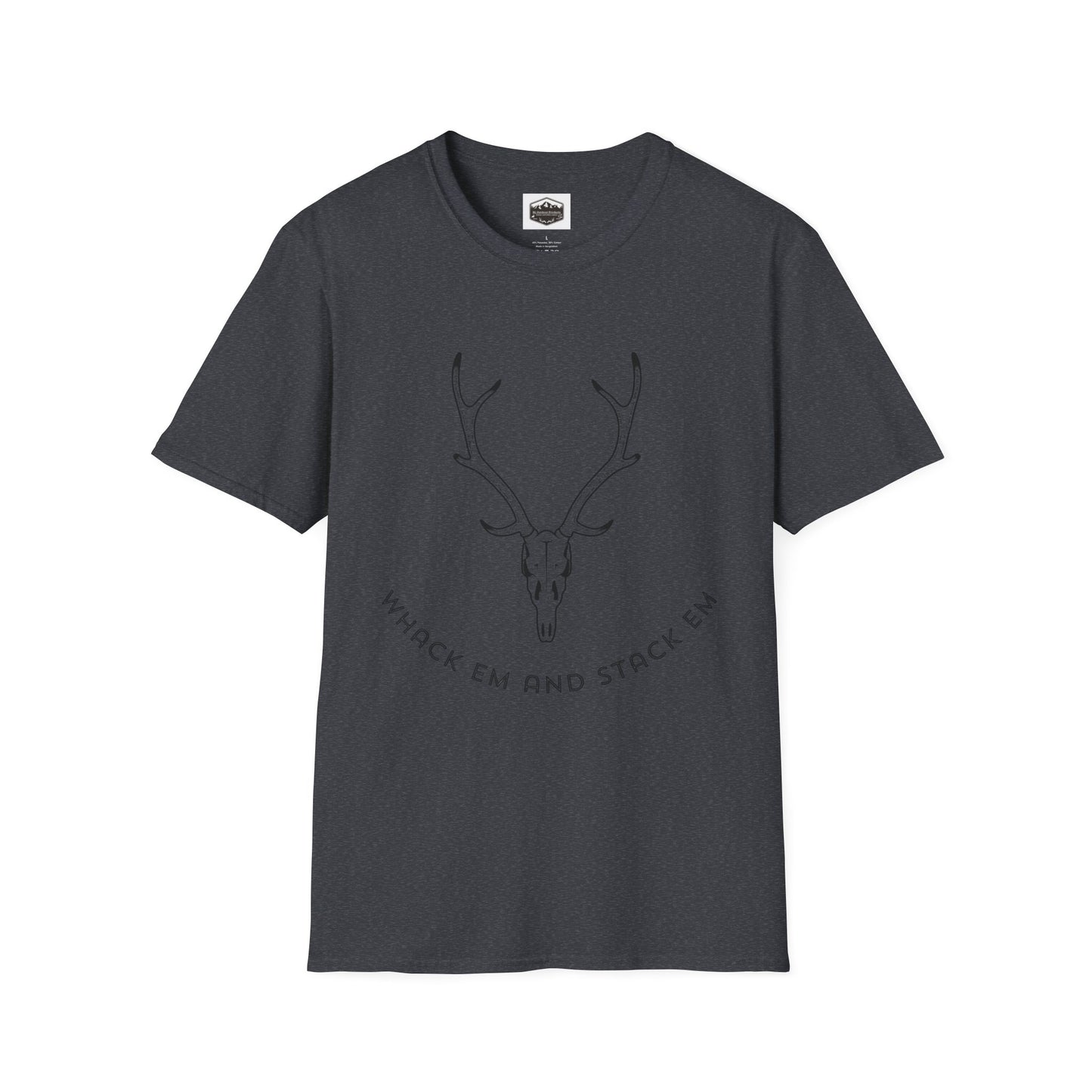Deer Hunting Whack 'em Stack 'em Unisex Softstyle T-Shirt, Funny Hunting Tee, Hunting Season Shirt, Deer Hunter Gift, Outdoor Apparel