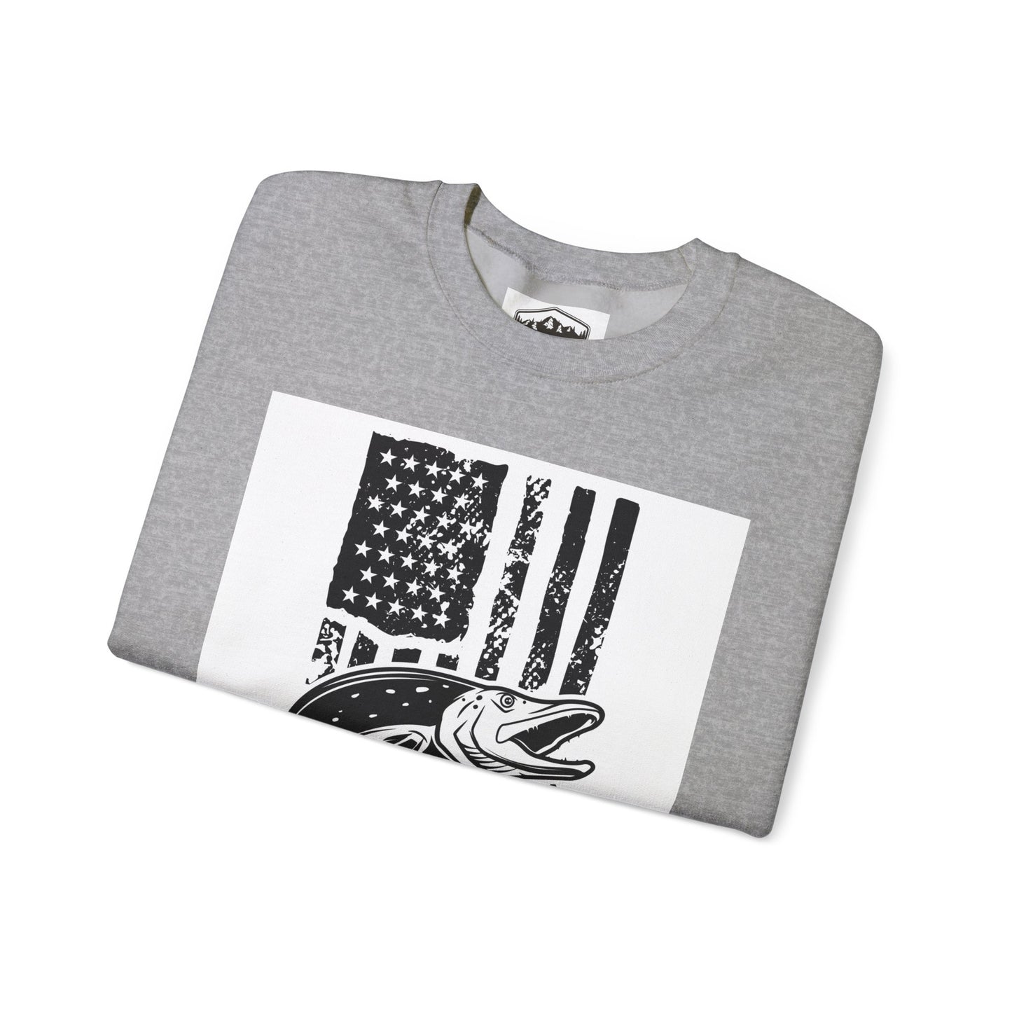 Fishing Enthusiast USA Flag Crewneck Sweatshirt