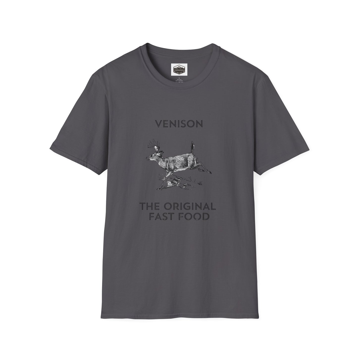 Venison Hunter T-Shirt, Unisex Softstyle Tee, Original Fast Food Graphic Shirt, Hunting Season Apparel, Hunter Gift