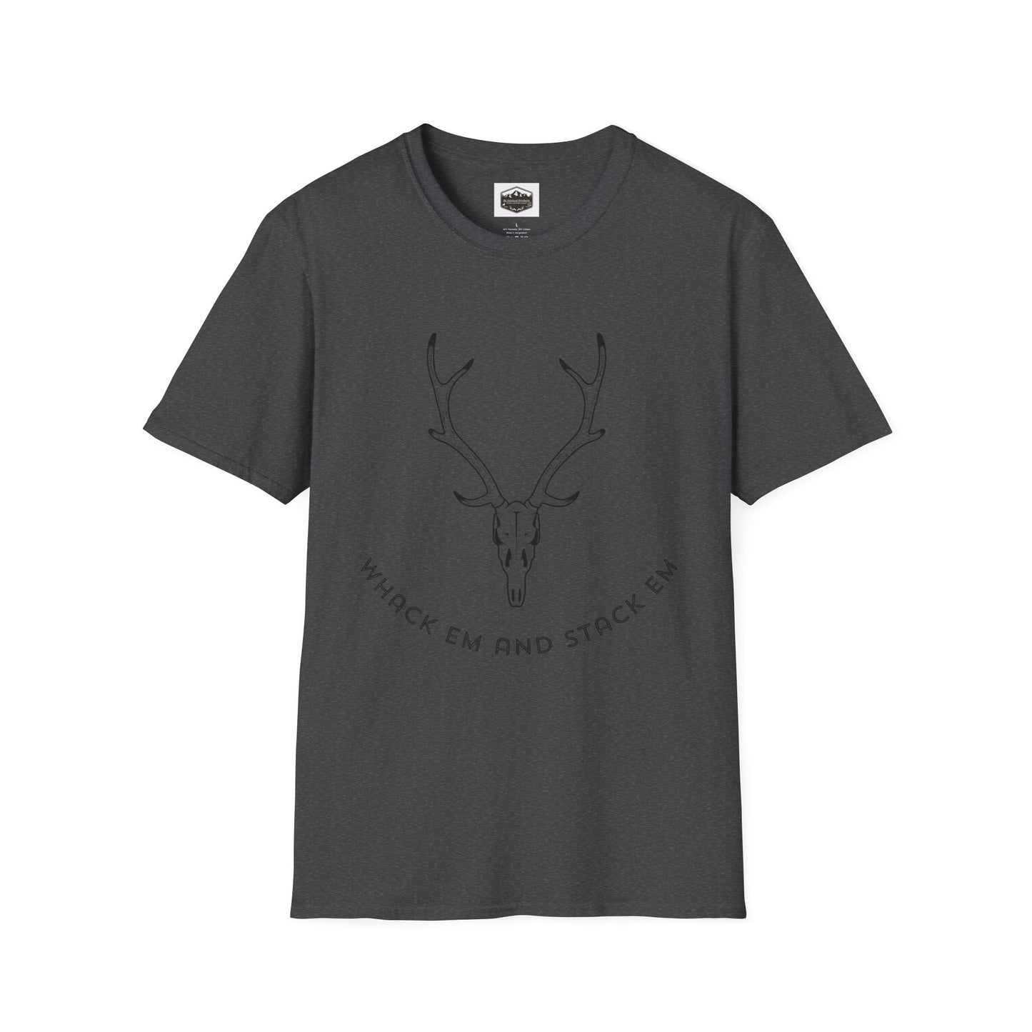 Deer Hunting Whack 'em Stack 'em Unisex Softstyle T-Shirt, Funny Hunting Tee, Hunting Season Shirt, Deer Hunter Gift, Outdoor Apparel