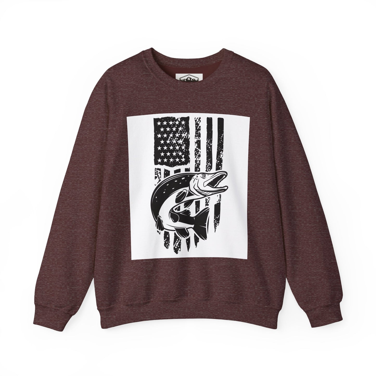Fishing Enthusiast USA Flag Crewneck Sweatshirt