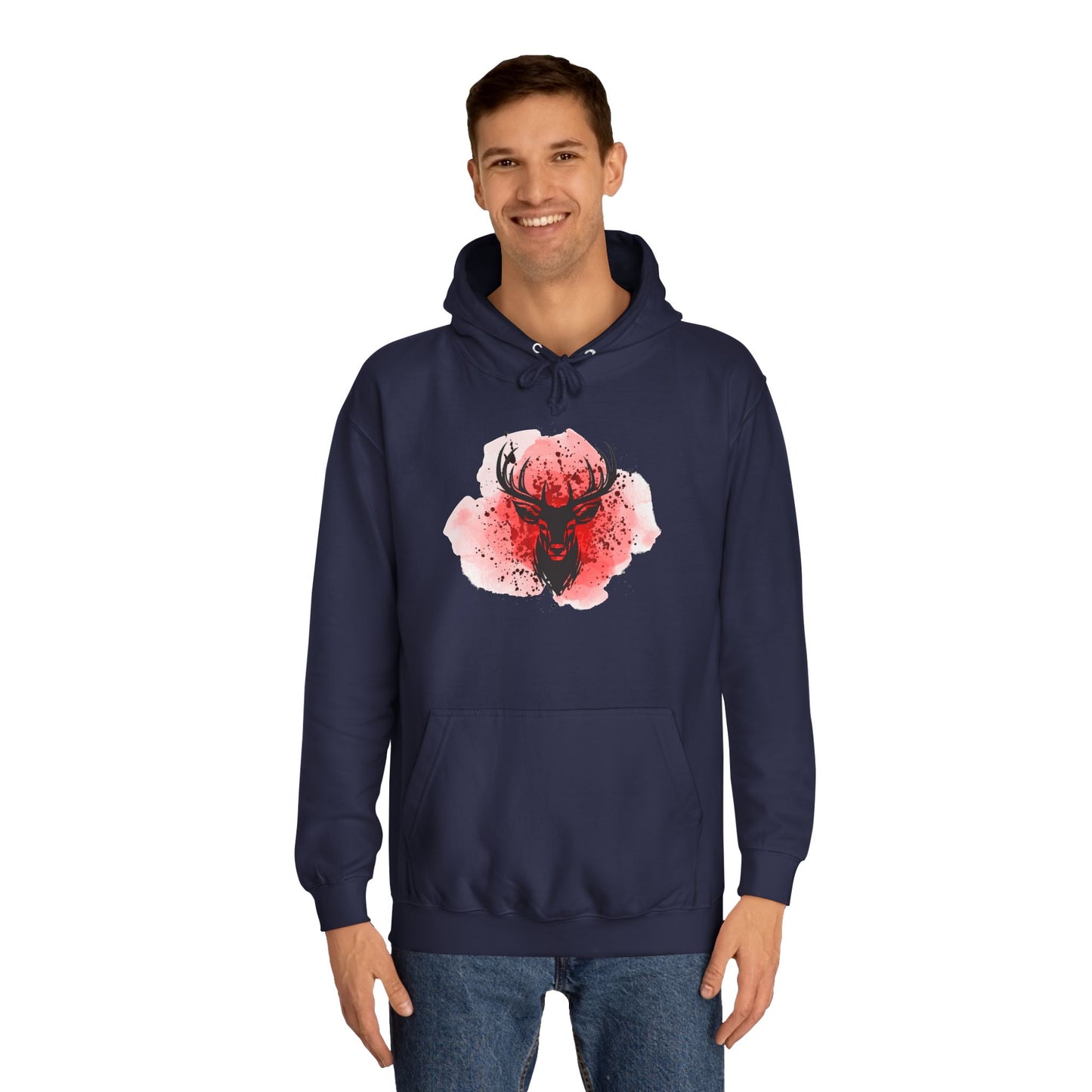 Bold Stag Graphic Unisex College Hoodie - Stylish & Comfortable