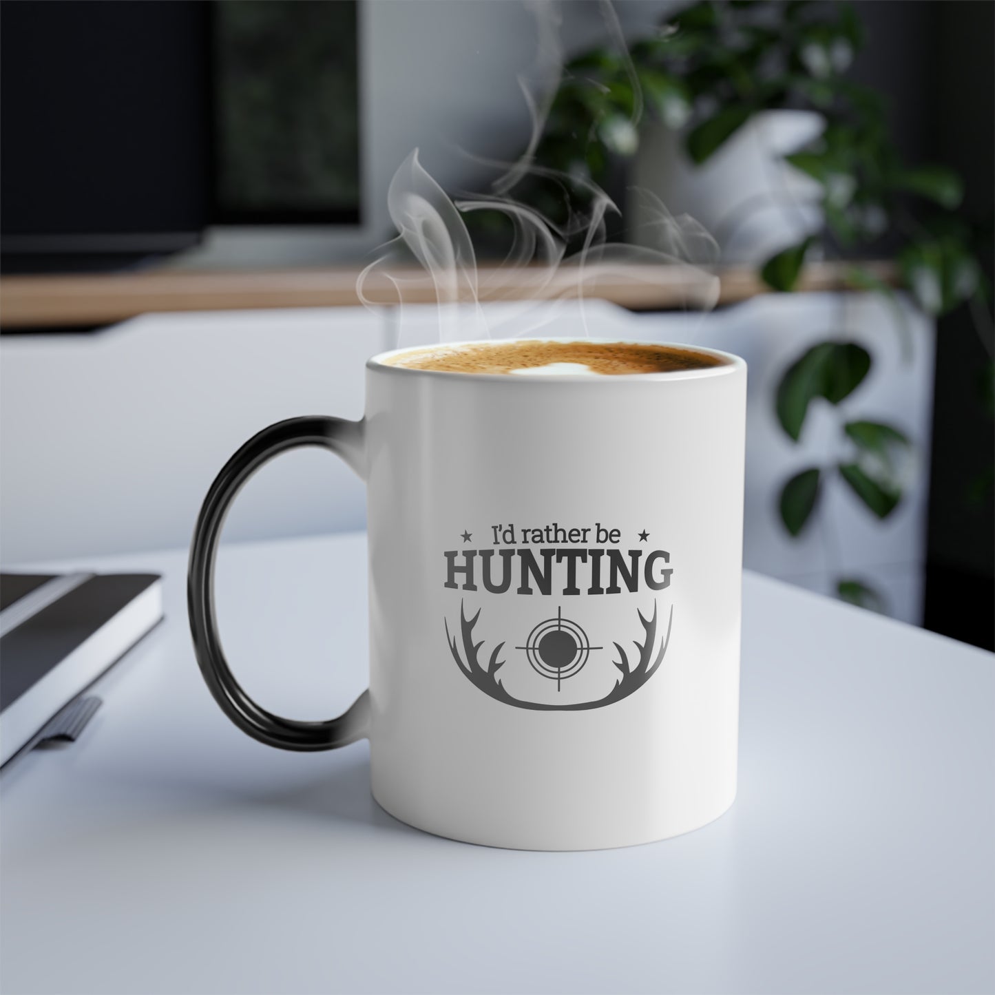 Color Morphing Mug - I'd Rather Be Hunting, Perfect Gift for Hunters, Fishing Mug, Personalized Coffee Cup, Unique Gift Idea