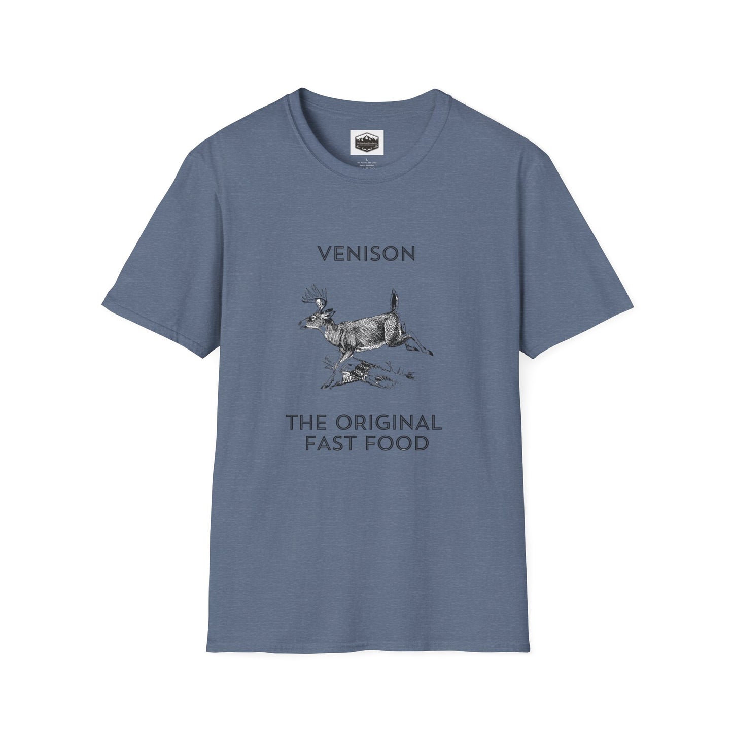 Venison Hunter T-Shirt, Unisex Softstyle Tee, Original Fast Food Graphic Shirt, Hunting Season Apparel, Hunter Gift