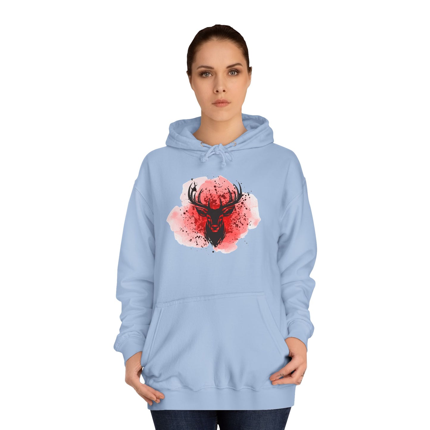 Bold Stag Graphic Unisex College Hoodie - Stylish & Comfortable