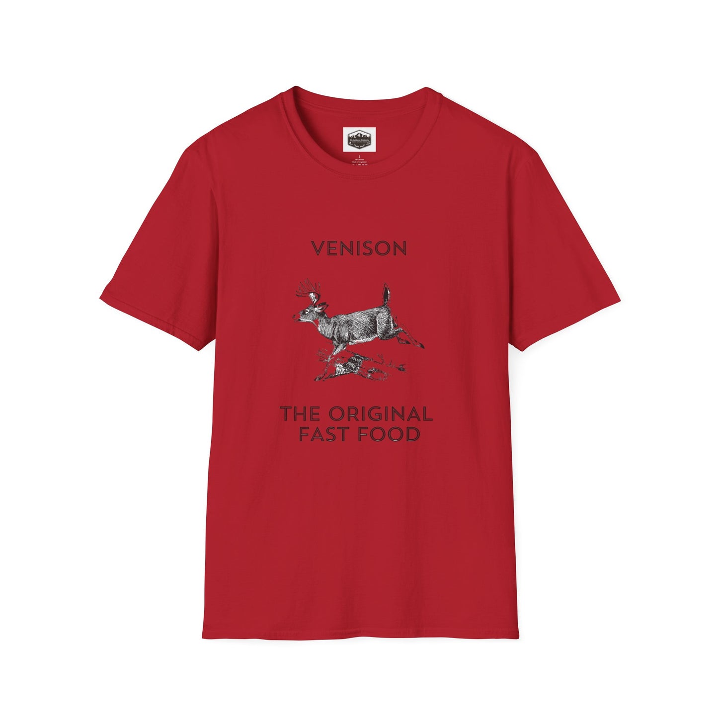 Venison Hunter T-Shirt, Unisex Softstyle Tee, Original Fast Food Graphic Shirt, Hunting Season Apparel, Hunter Gift